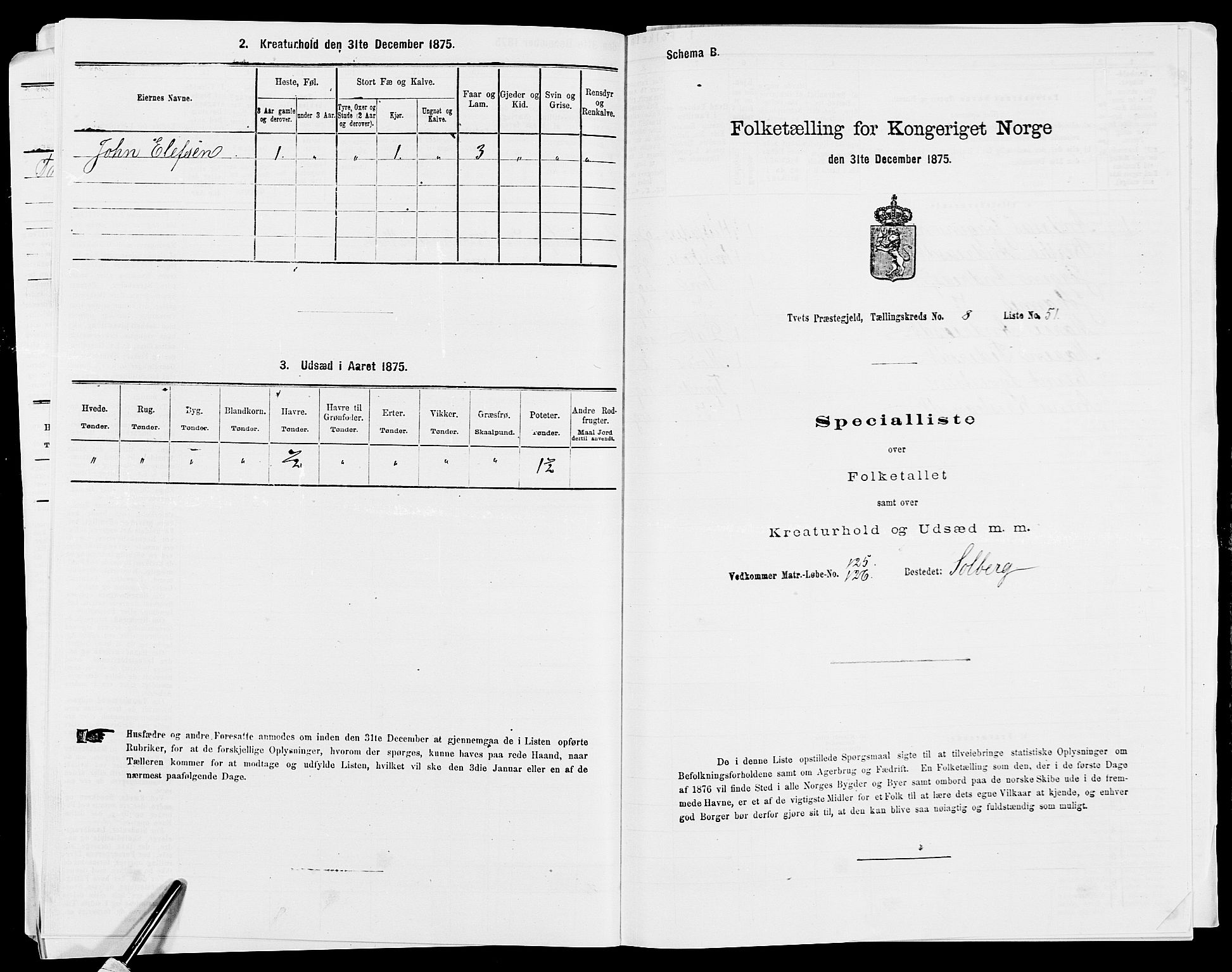 SAK, 1875 census for 1013P Tveit, 1875, p. 1090