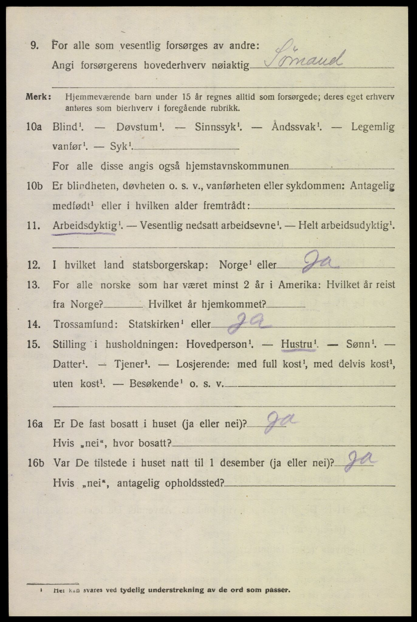 SAK, 1920 census for Spangereid, 1920, p. 838