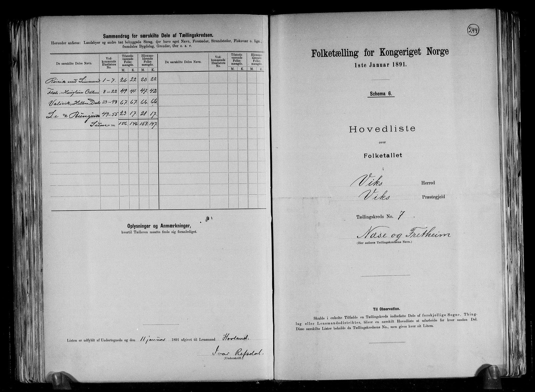 RA, 1891 census for 1417 Vik, 1891, p. 19