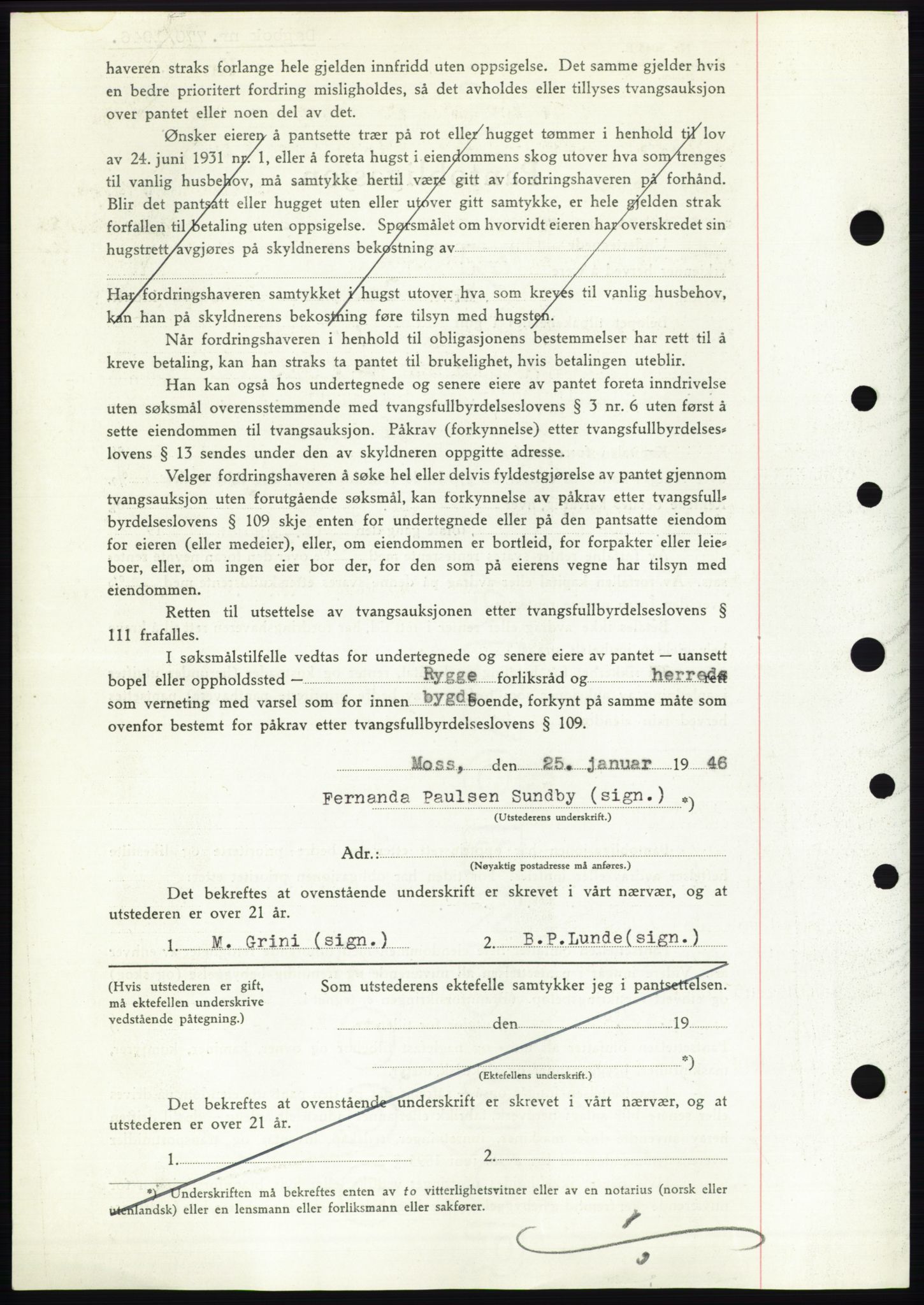 Moss sorenskriveri, SAO/A-10168: Mortgage book no. B15, 1946-1946, Diary no: : 770/1946