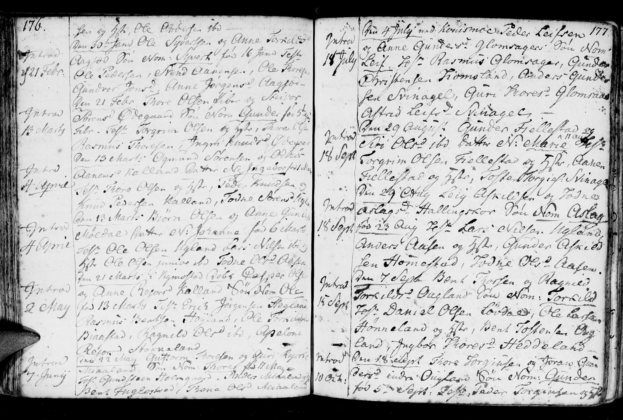 Holum sokneprestkontor, AV/SAK-1111-0022/F/Fa/Fab/L0004: Parish register (official) no. A 4, 1774-1847, p. 176-177