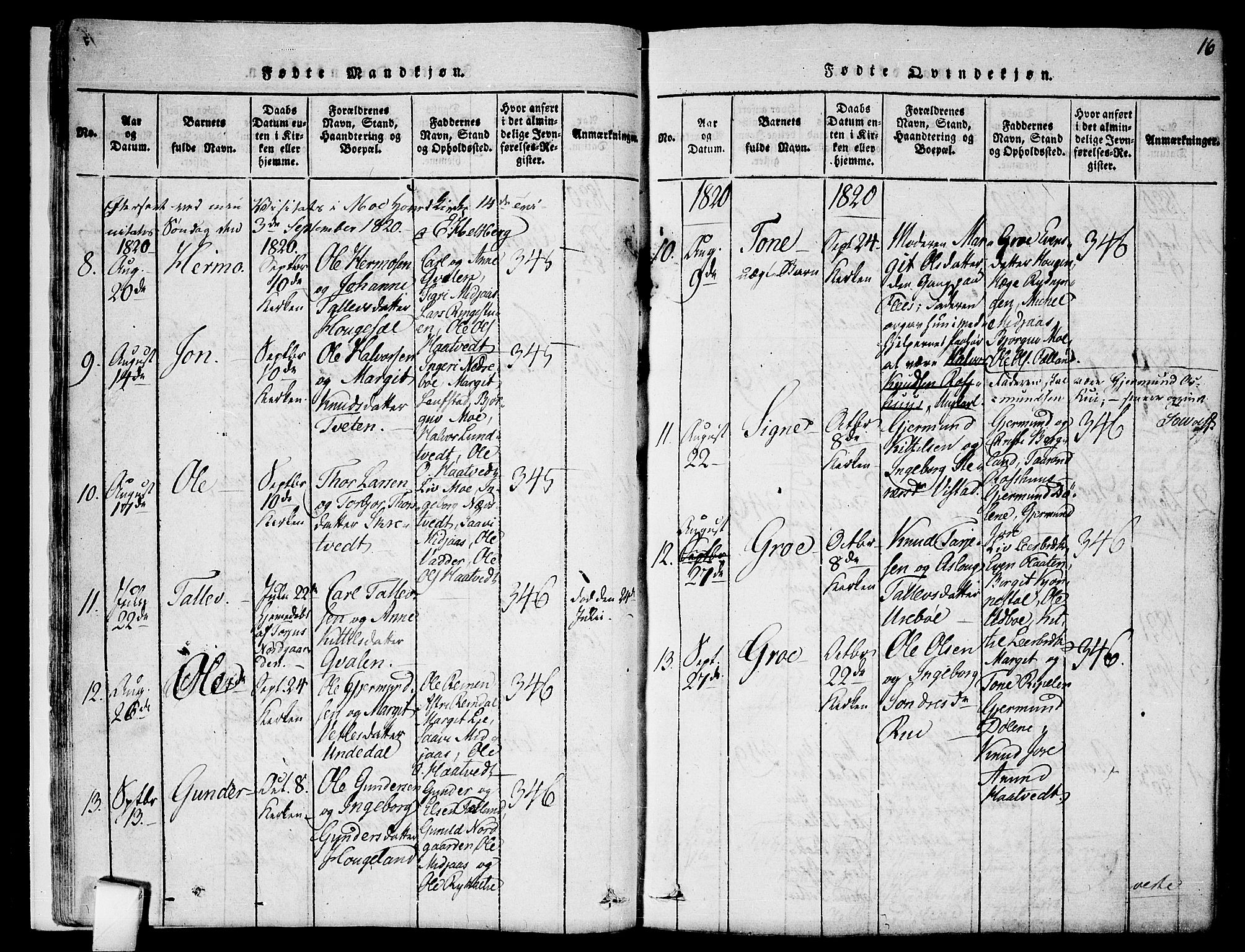 Mo kirkebøker, SAKO/A-286/F/Fa/L0004: Parish register (official) no. I 4, 1814-1844, p. 16
