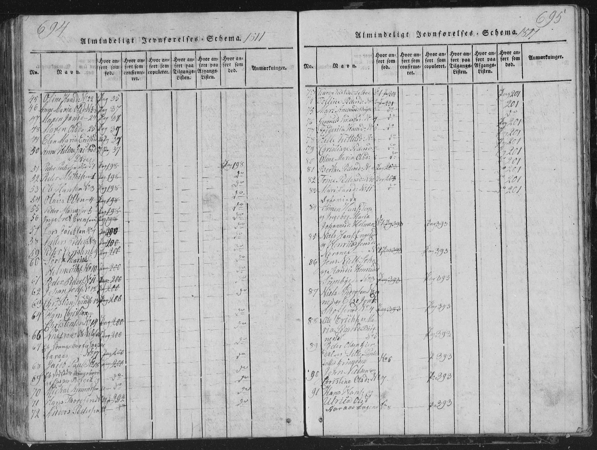 Røyken kirkebøker, AV/SAKO-A-241/G/Ga/L0003: Parish register (copy) no. 3, 1814-1856, p. 694-695