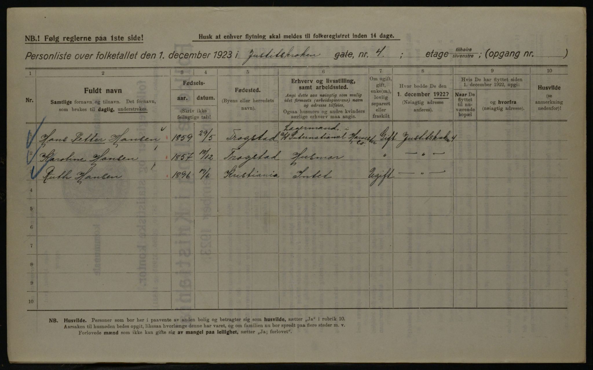 OBA, Municipal Census 1923 for Kristiania, 1923, p. 53549