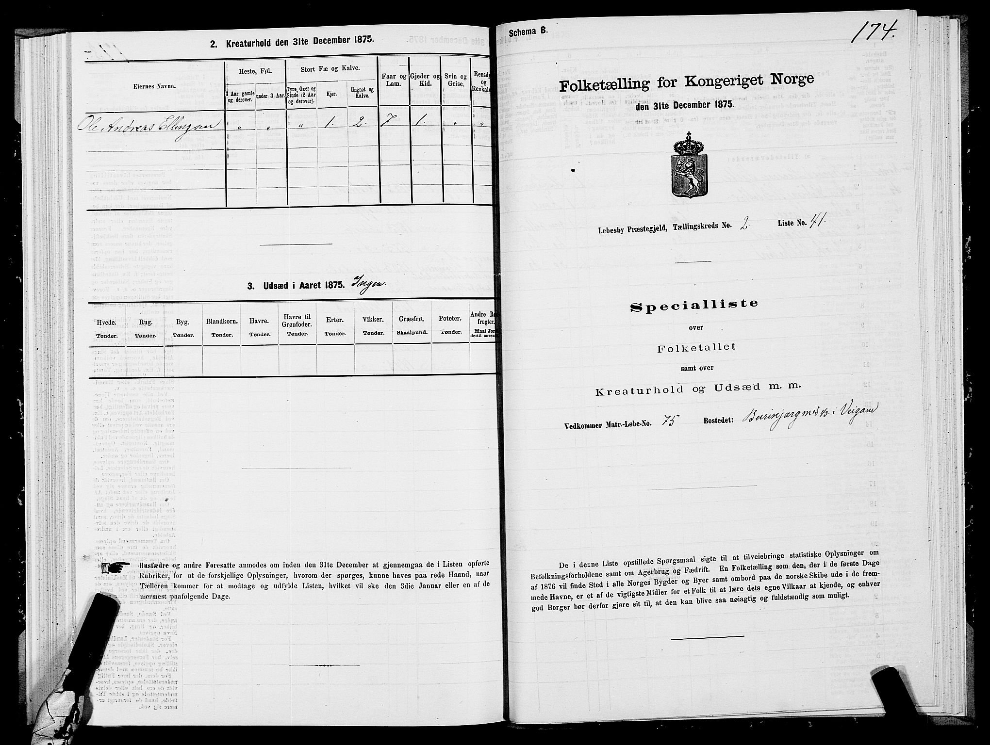 SATØ, 1875 census for 2022P Lebesby, 1875, p. 1174