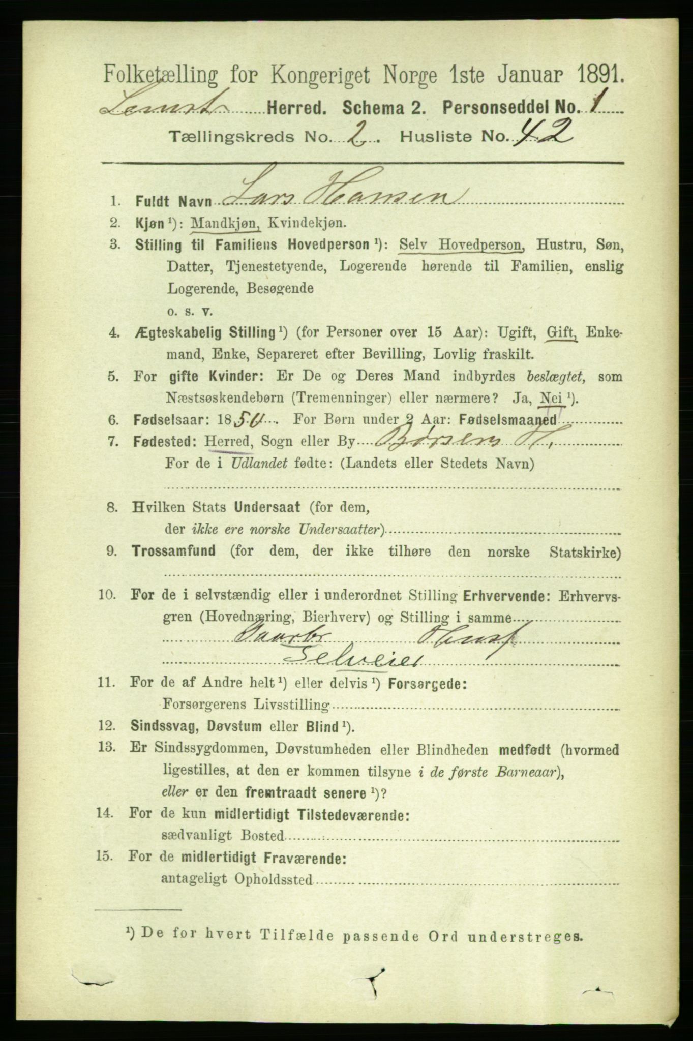 RA, 1891 census for 1654 Leinstrand, 1891, p. 760