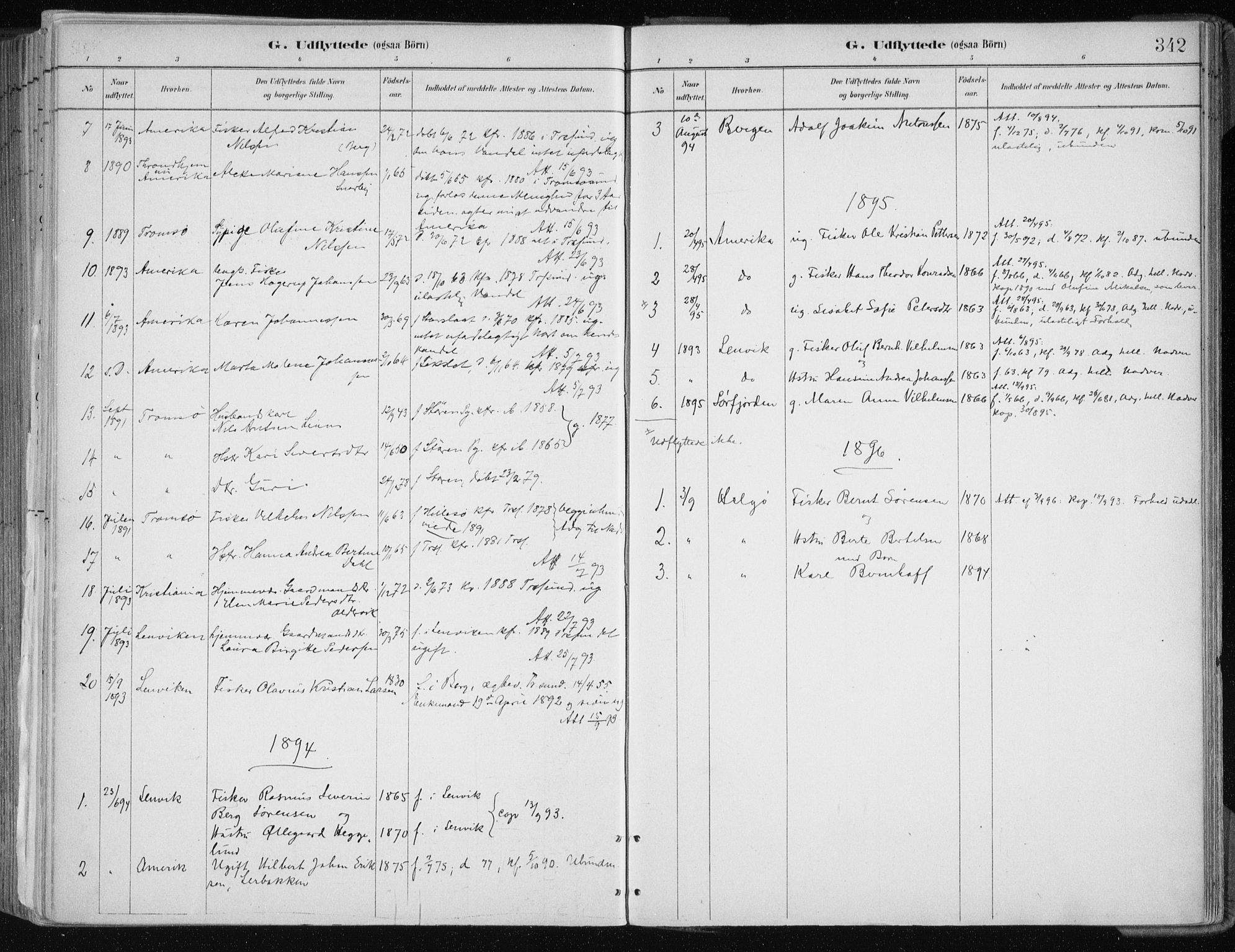 Tromsøysund sokneprestkontor, AV/SATØ-S-1304/G/Ga/L0005kirke: Parish register (official) no. 5, 1888-1896, p. 342