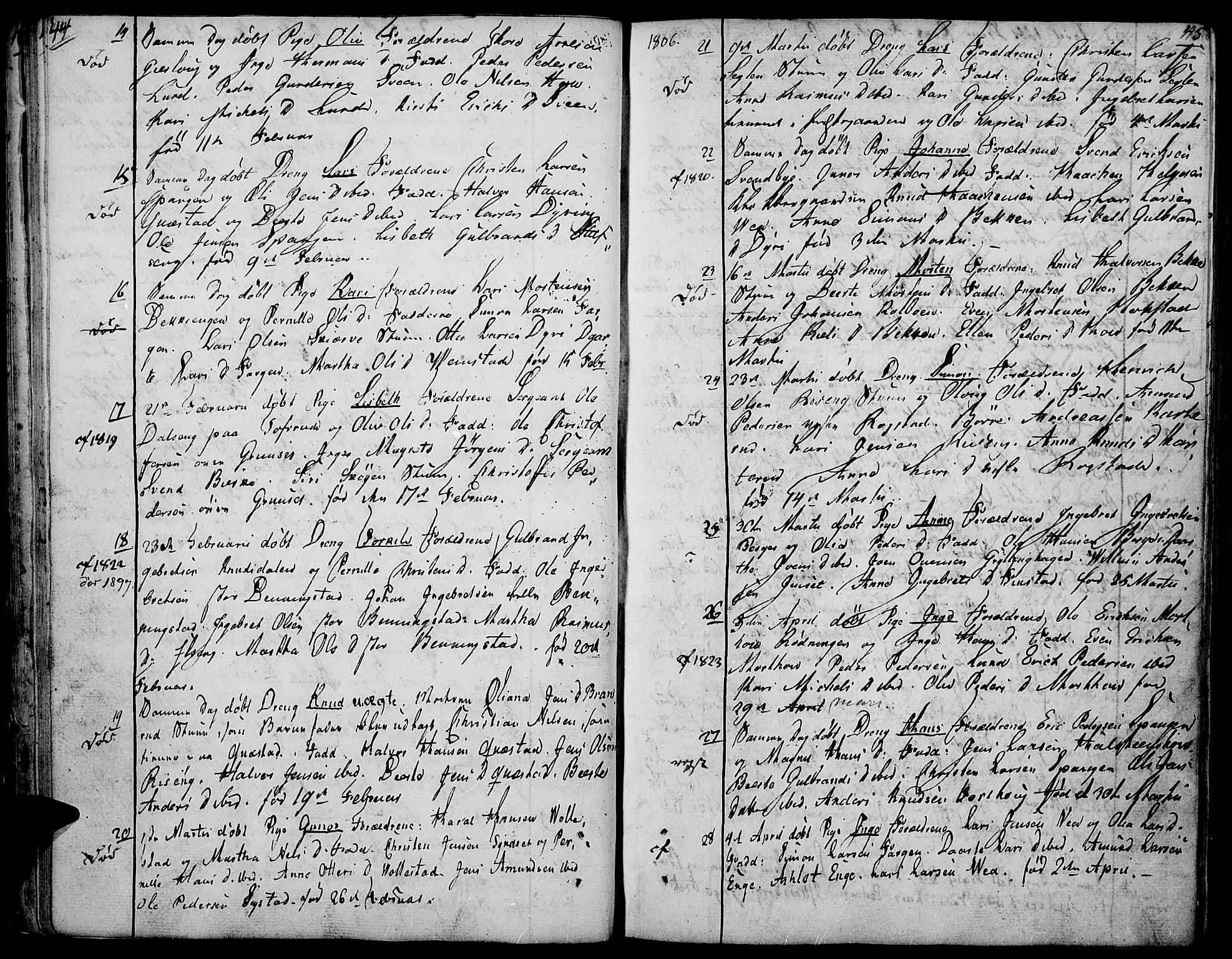 Løten prestekontor, AV/SAH-PREST-022/K/Ka/L0004: Parish register (official) no. 4, 1801-1814, p. 44-45