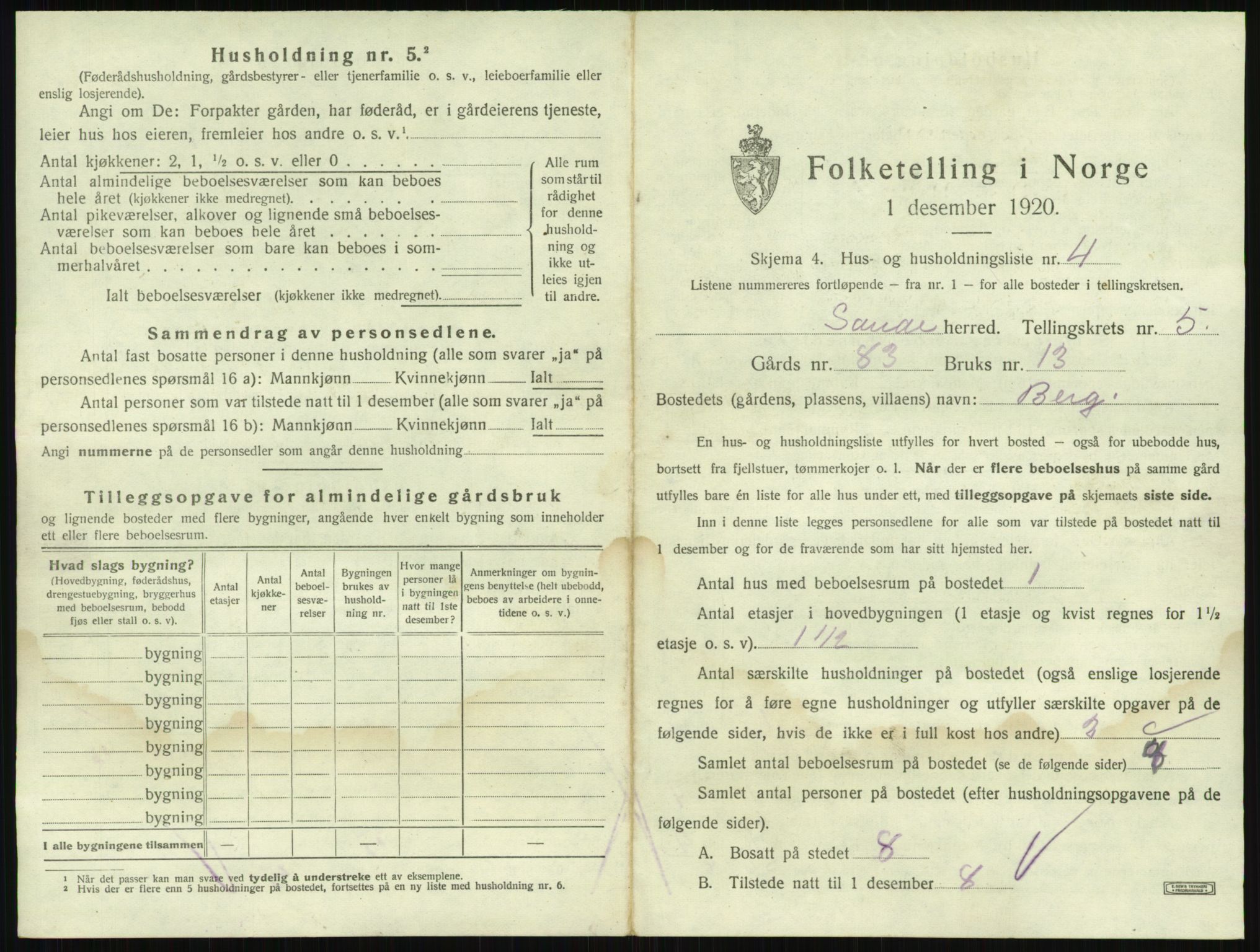 SAKO, 1920 census for Sande, 1920, p. 861