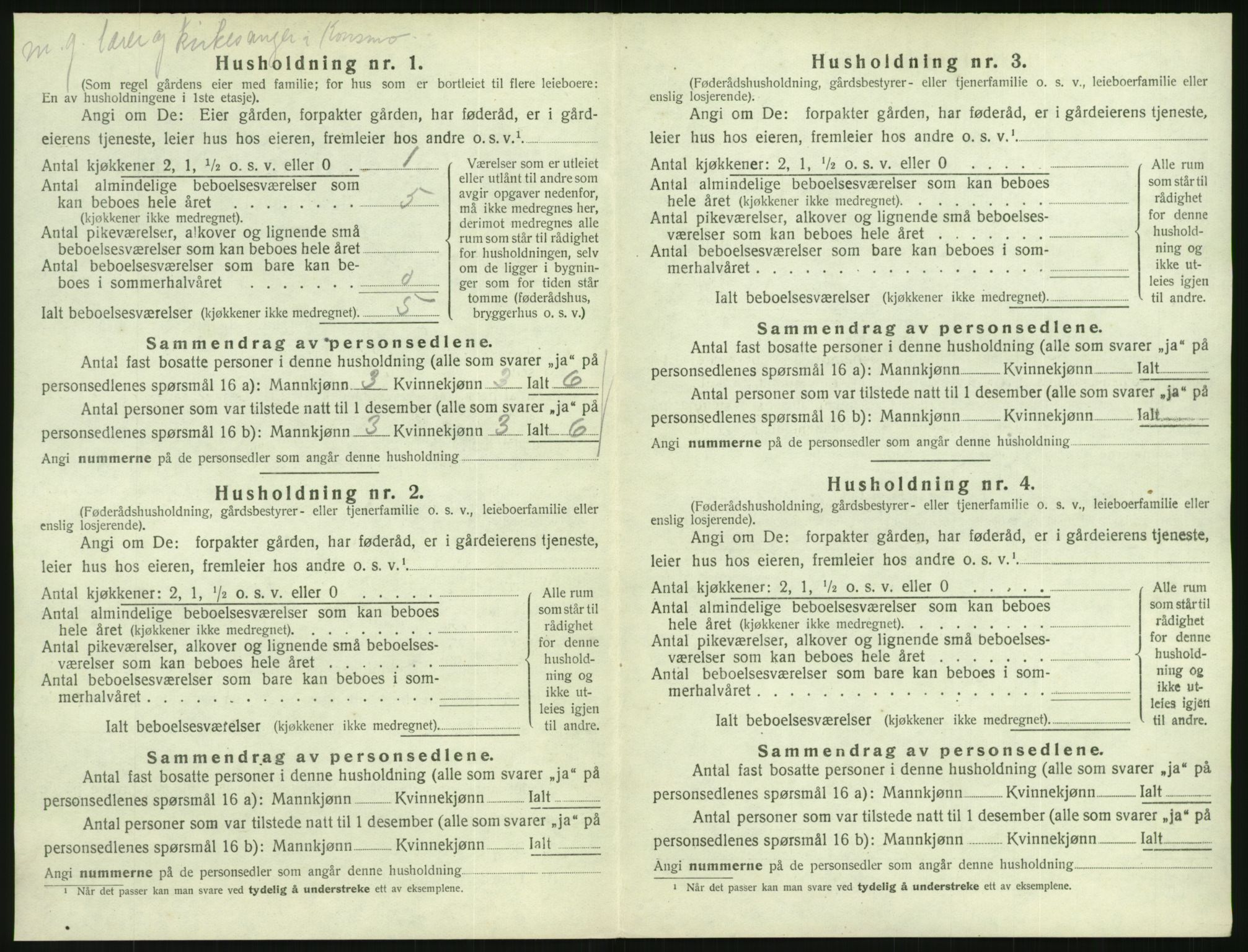 SAK, 1920 census for Konsmo, 1920, p. 49