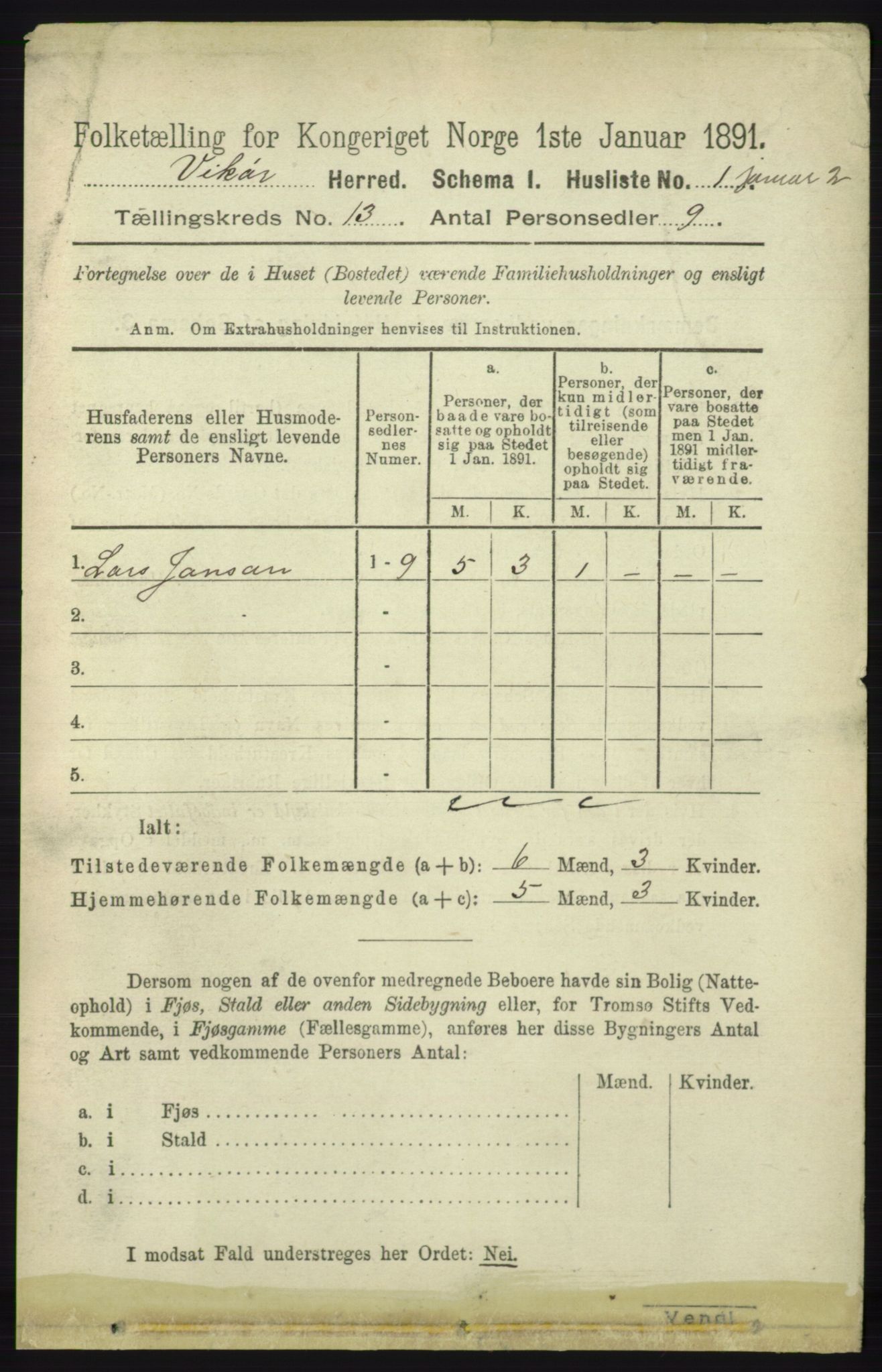 RA, 1891 census for 1238 Vikør, 1891, p. 3562