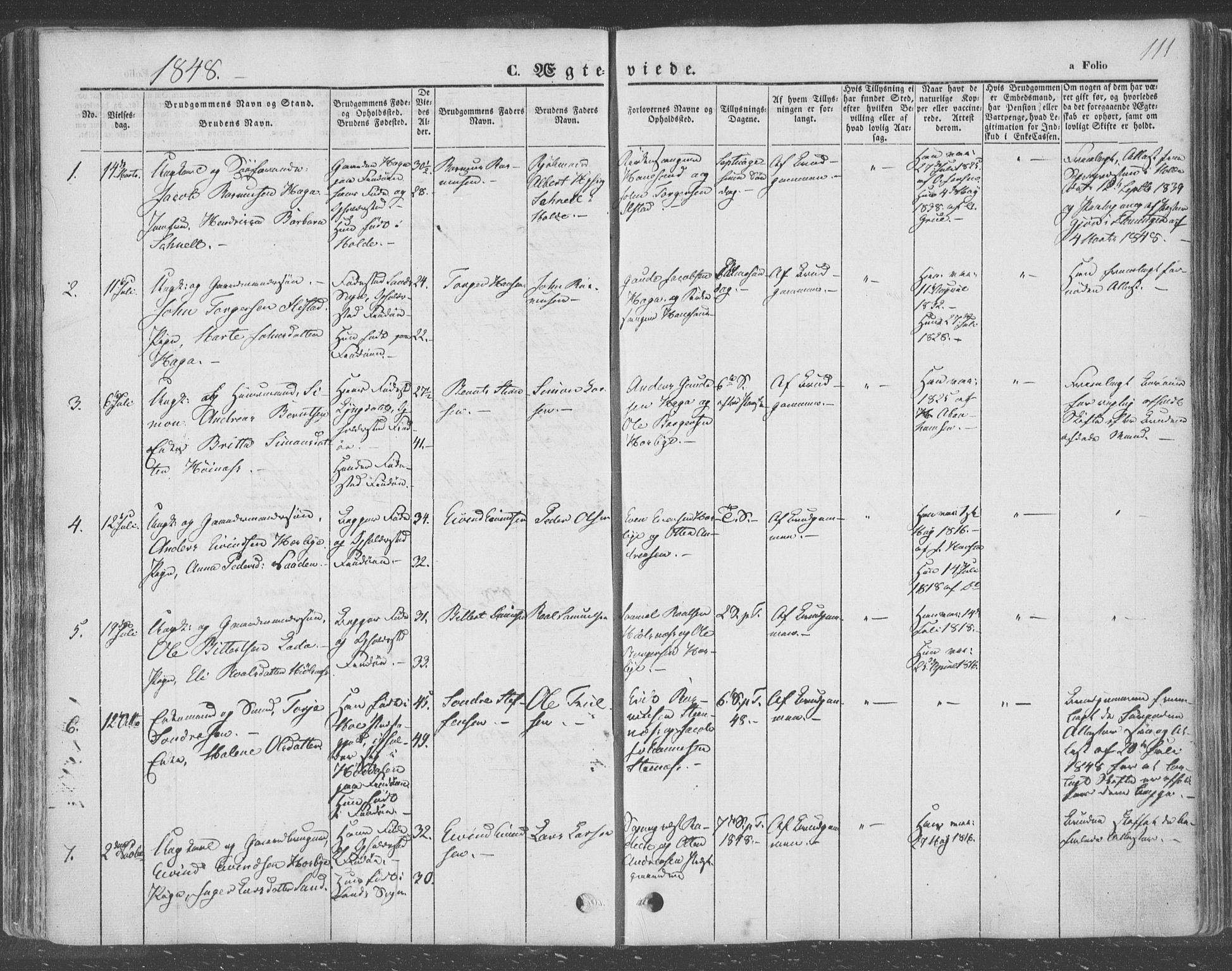 Finnøy sokneprestkontor, SAST/A-101825/H/Ha/Haa/L0007: Parish register (official) no. A 7, 1847-1862, p. 111