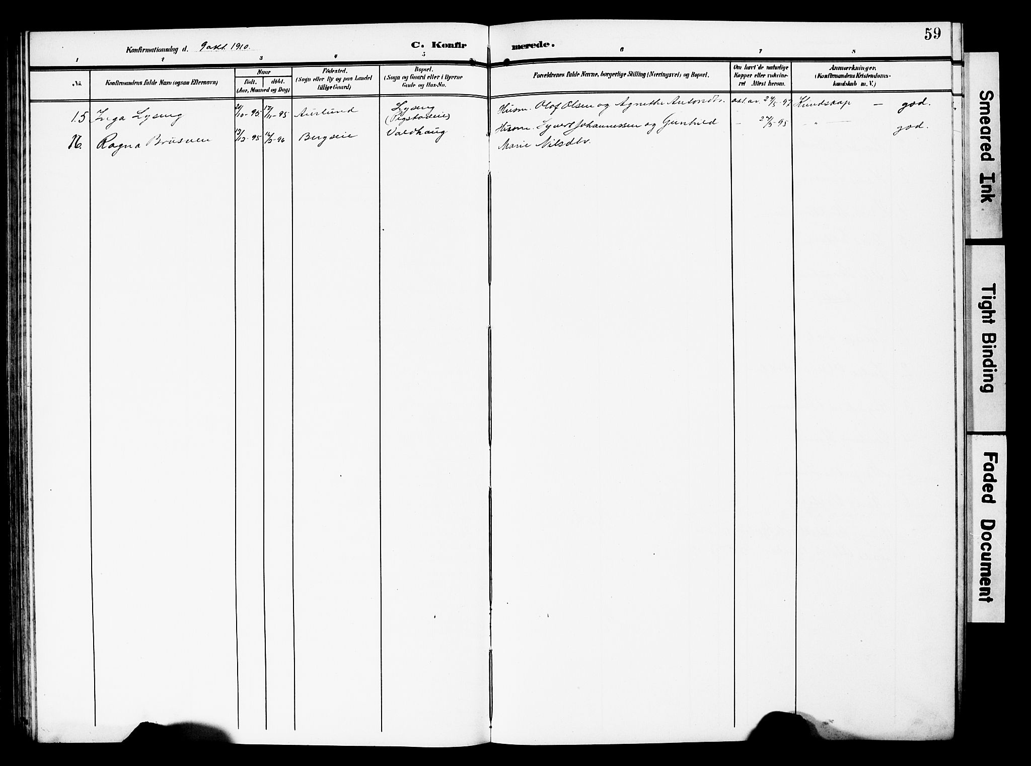 Nordre Land prestekontor, SAH/PREST-124/H/Ha/Hab/L0001: Parish register (copy) no. 1, 1908-1931, p. 59