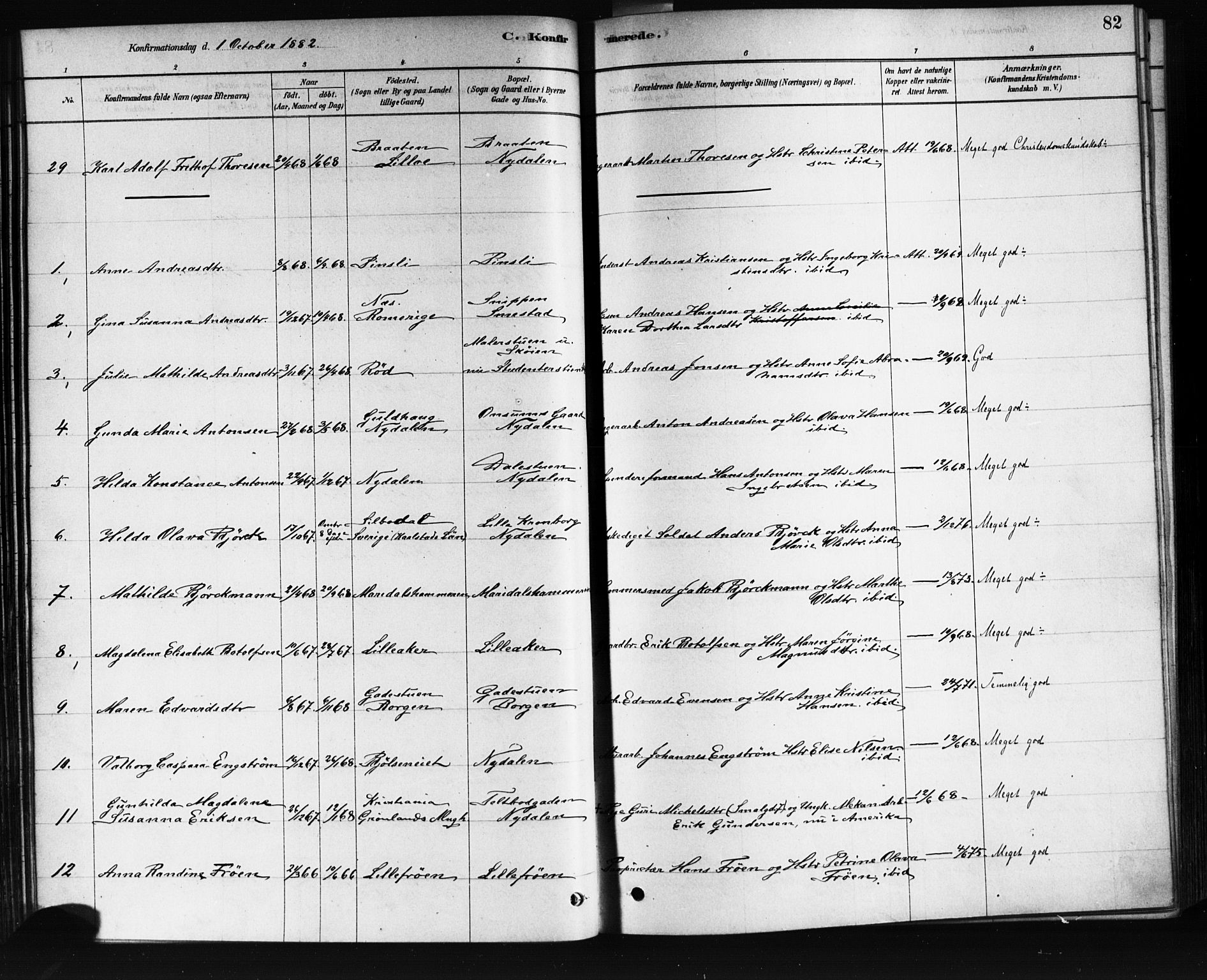 Vestre Aker prestekontor Kirkebøker, AV/SAO-A-10025/F/Fa/L0008: Parish register (official) no. 8, 1878-1903, p. 82