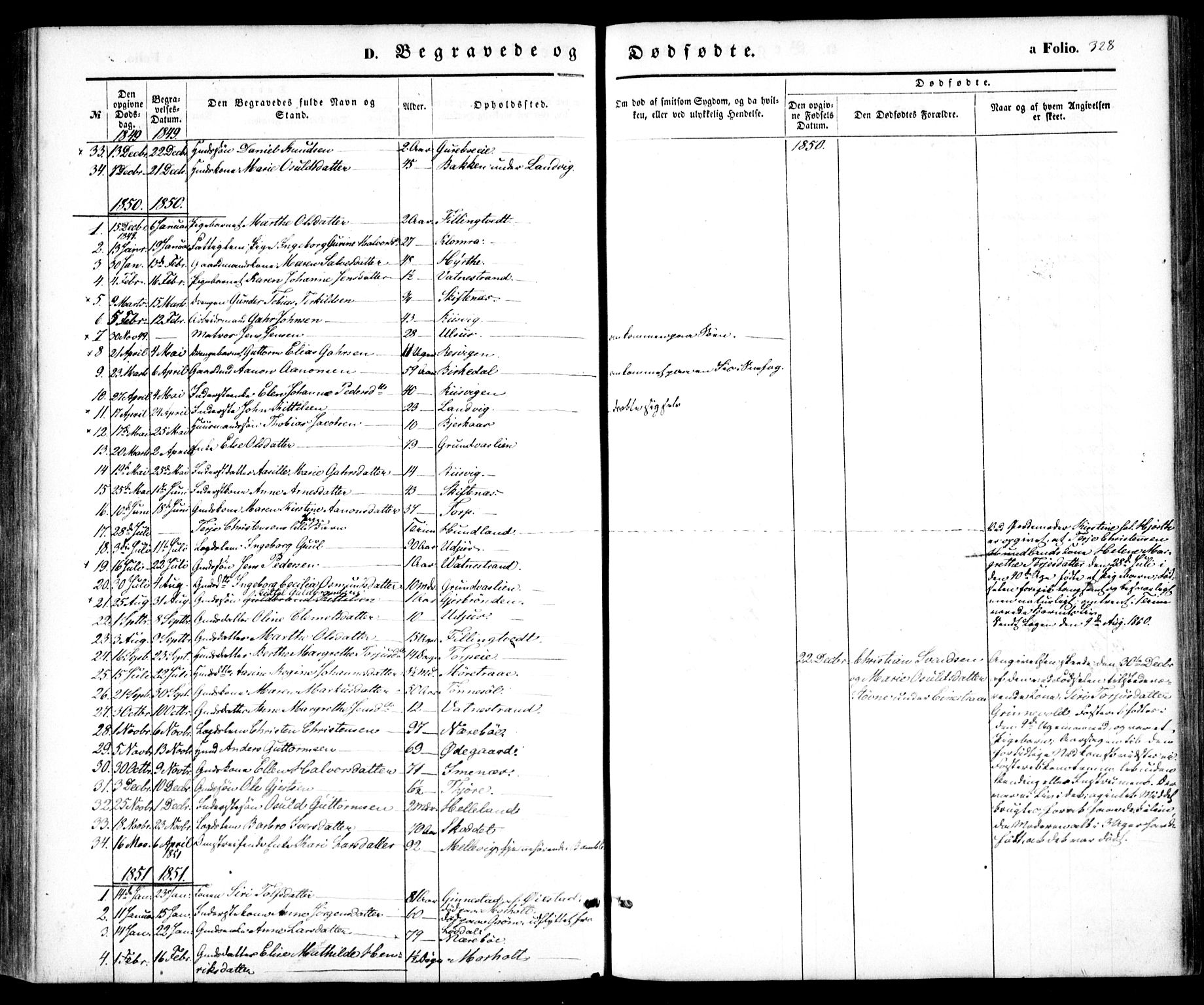 Hommedal sokneprestkontor, AV/SAK-1111-0023/F/Fa/Fab/L0004: Parish register (official) no. A 4, 1848-1860, p. 328