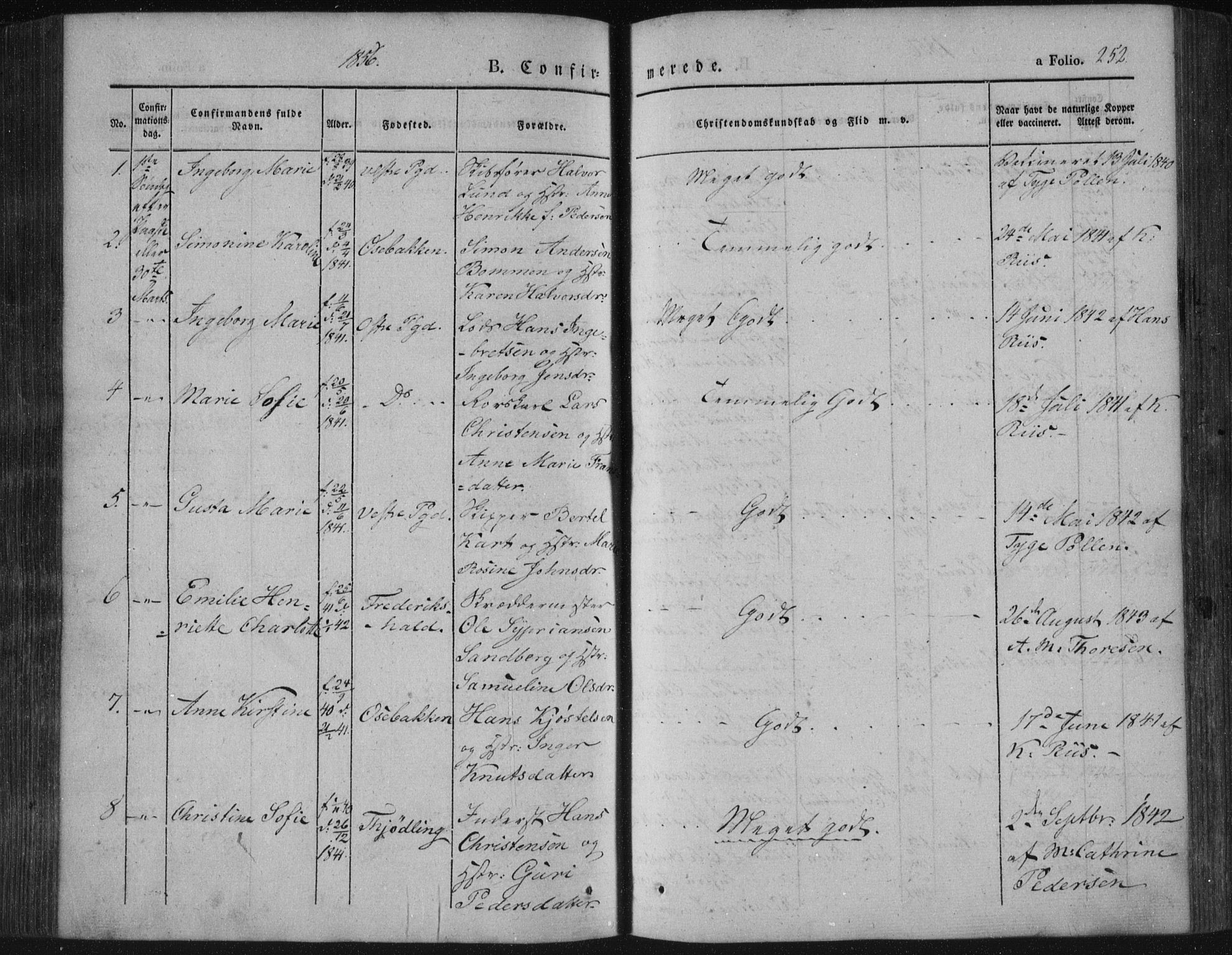 Porsgrunn kirkebøker , SAKO/A-104/F/Fa/L0006: Parish register (official) no. 6, 1841-1857, p. 252