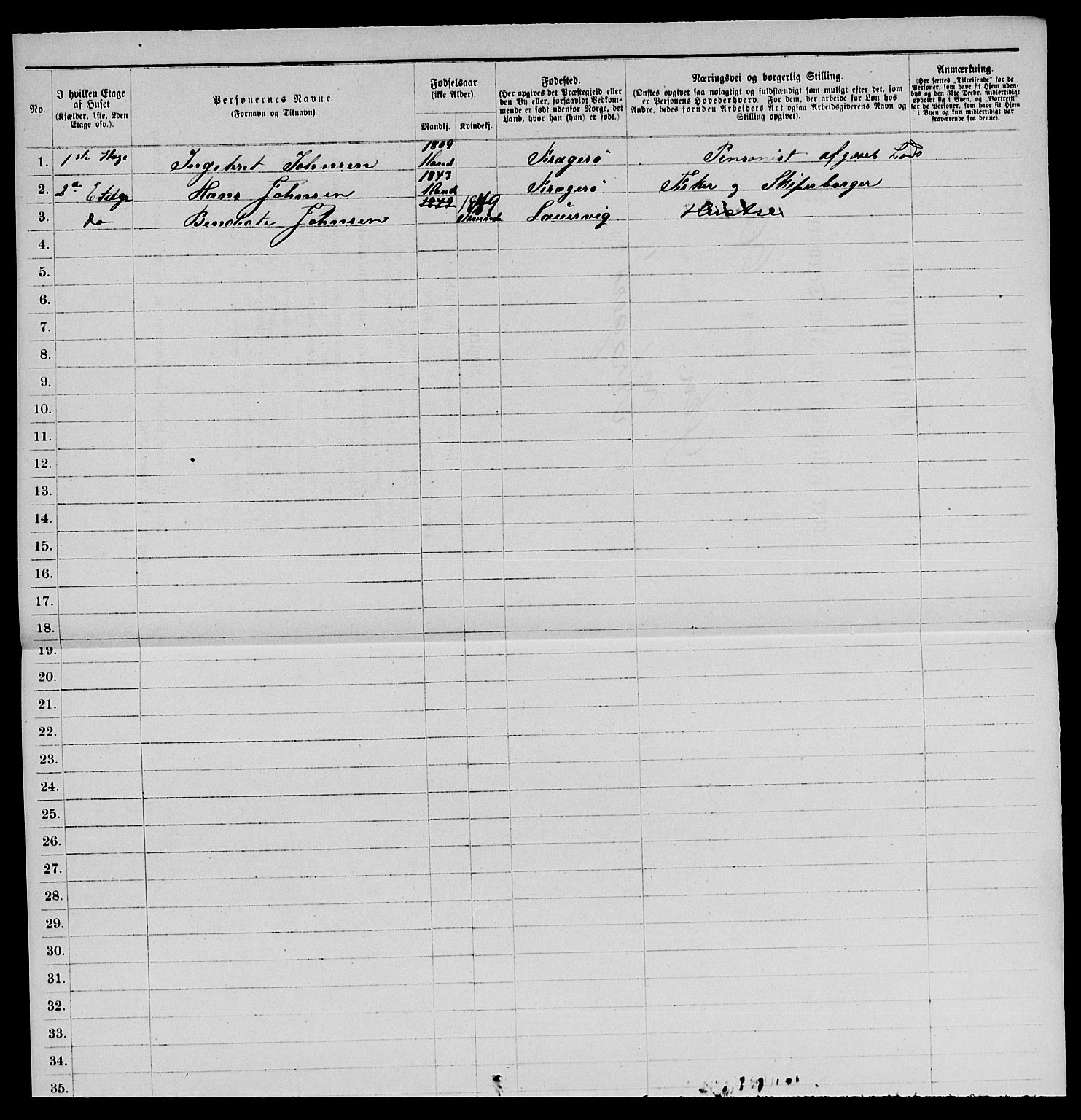 SAKO, 1885 census for 0801 Kragerø, 1885, p. 577