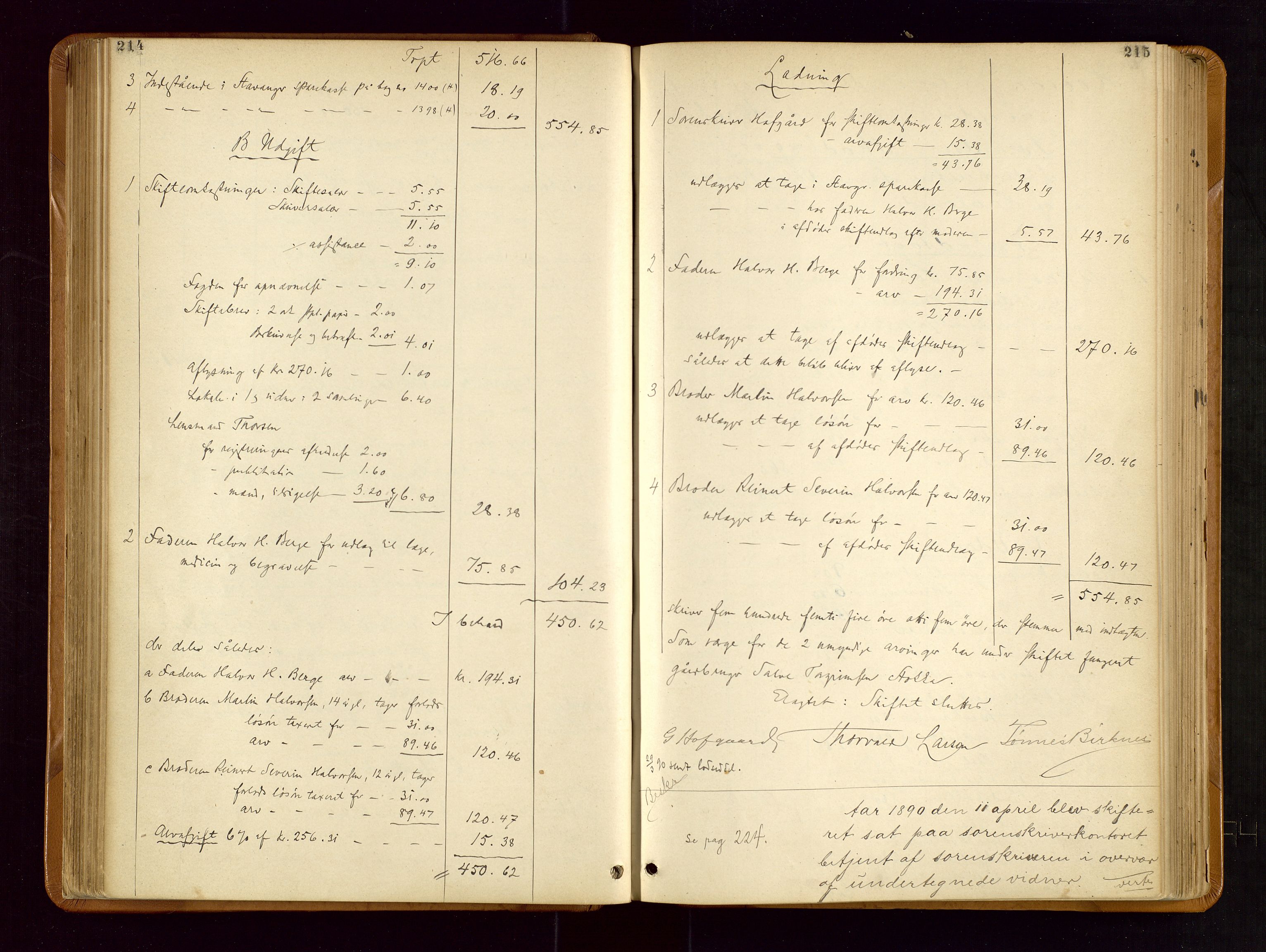 Jæren sorenskriveri, AV/SAST-A-100310/01/5/50/50BB/L0004: SKIFTEUTLODNINGSPROTOKOLL, 1887-1893, p. 214-215