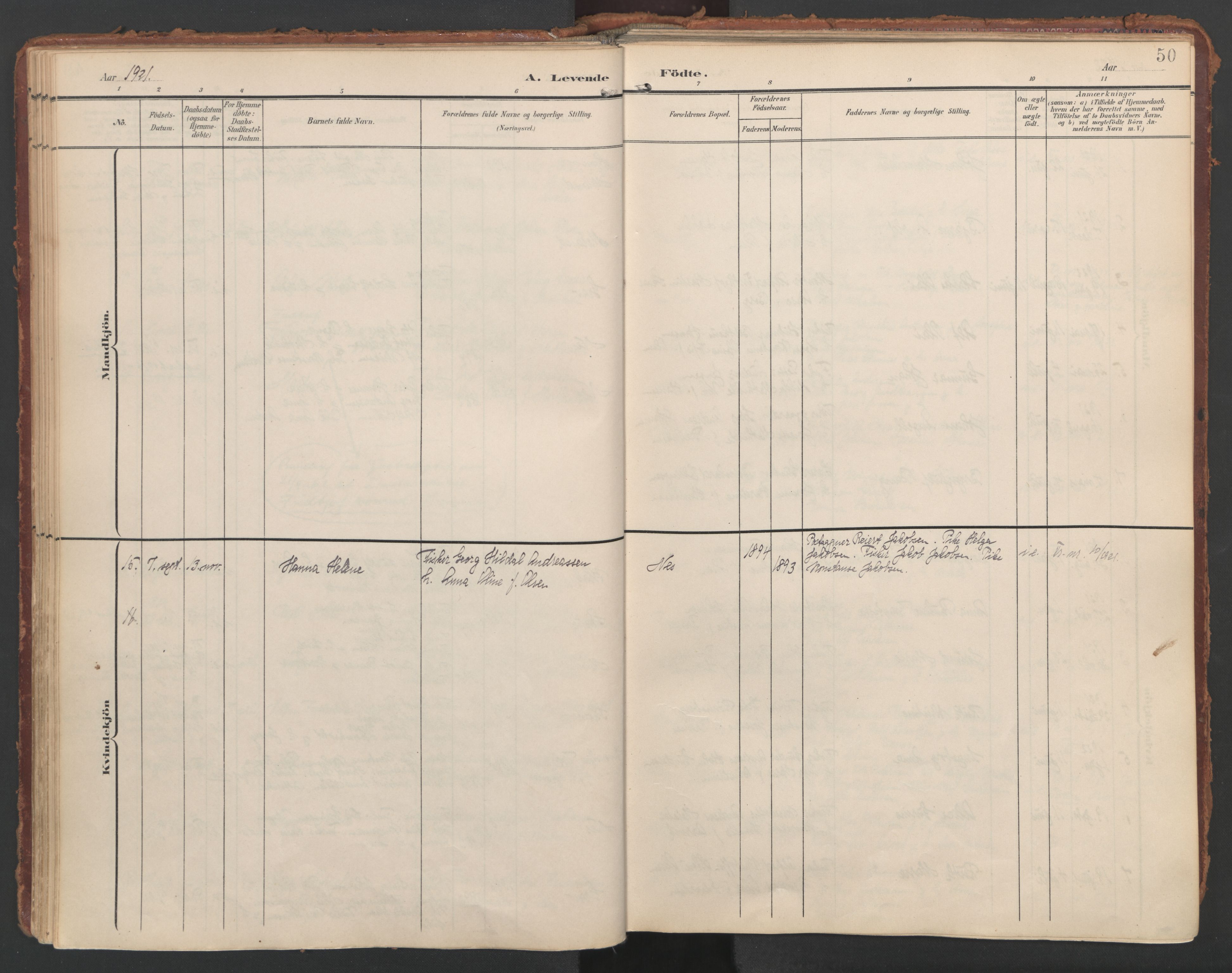 Ministerialprotokoller, klokkerbøker og fødselsregistre - Nordland, SAT/A-1459/808/L0129: Parish register (official) no. 808A02, 1903-1931, p. 50