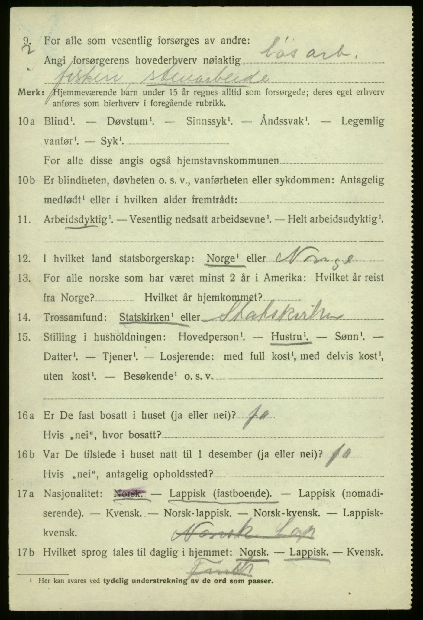 SATØ, 1920 census for Lyngen, 1920, p. 4040