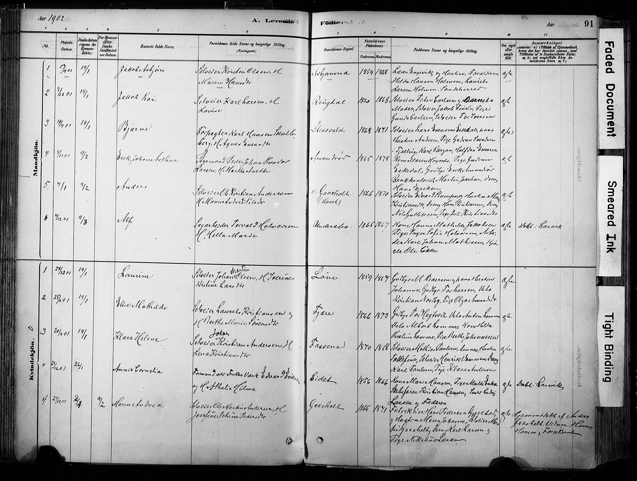 Hedrum kirkebøker, SAKO/A-344/F/Fa/L0009: Parish register (official) no. I 9, 1881-1903, p. 91