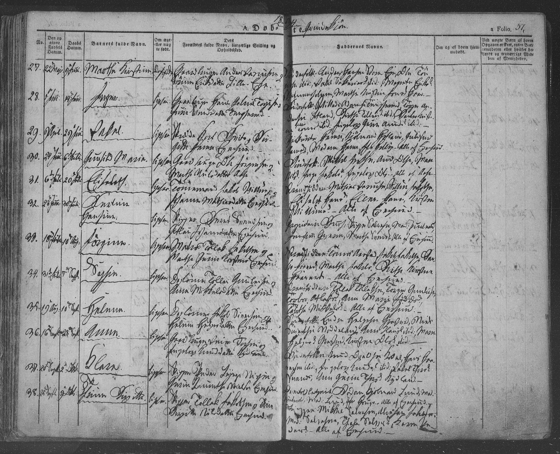 Eigersund sokneprestkontor, AV/SAST-A-101807/S08/L0009: Parish register (official) no. A 9, 1827-1850, p. 57