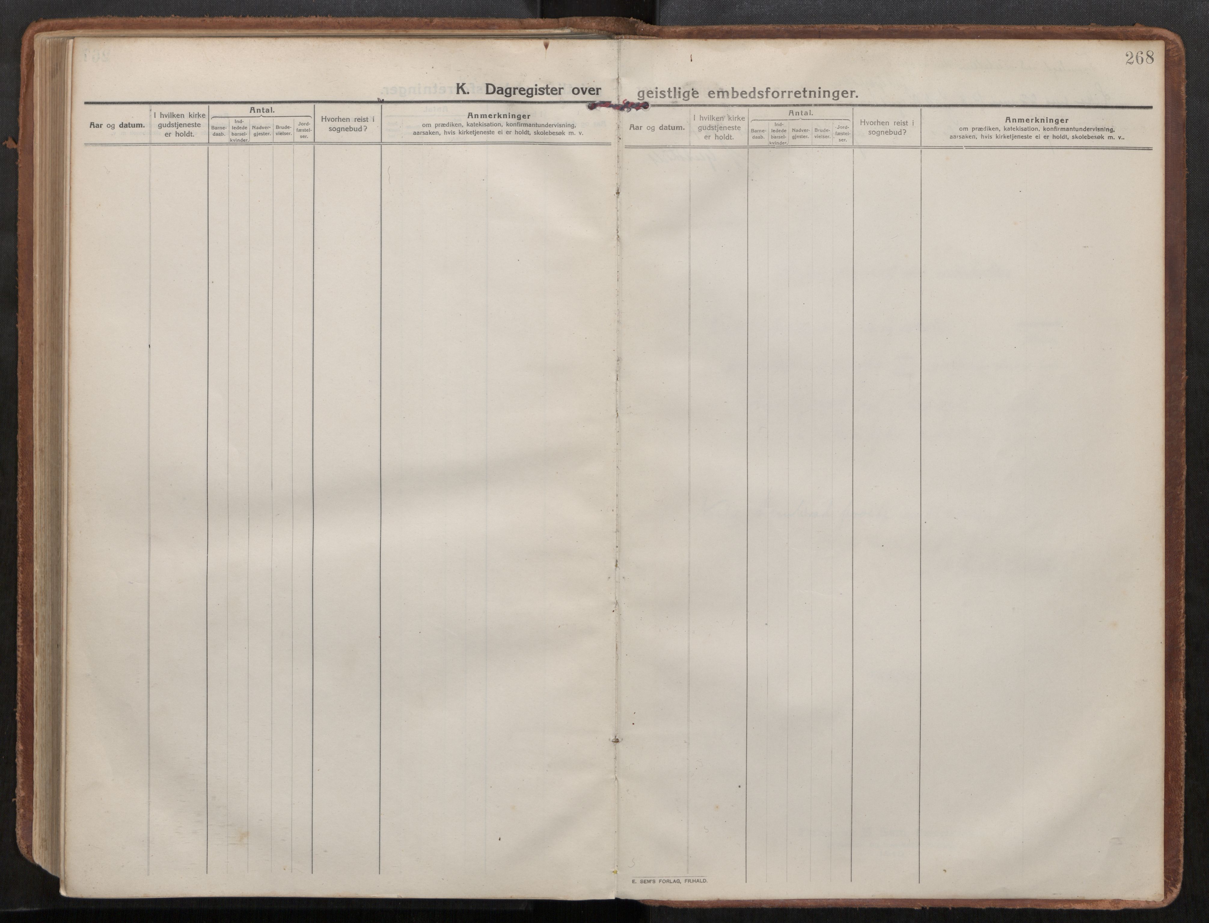 Steinkjer sokneprestkontor, SAT/A-1541/01/H/Ha/Haa/L0003: Parish register (official) no. 3, 1913-1922, p. 268