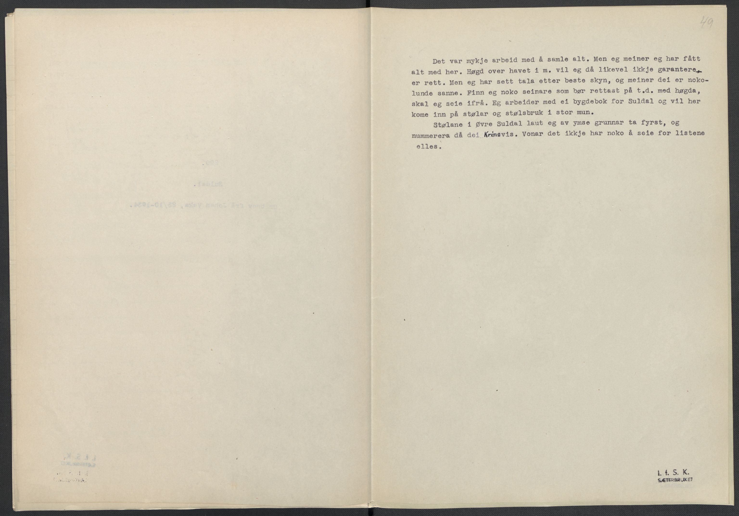 Instituttet for sammenlignende kulturforskning, AV/RA-PA-0424/F/Fc/L0009/0002: Eske B9: / Rogaland (perm XXIII), 1932-1938, p. 49