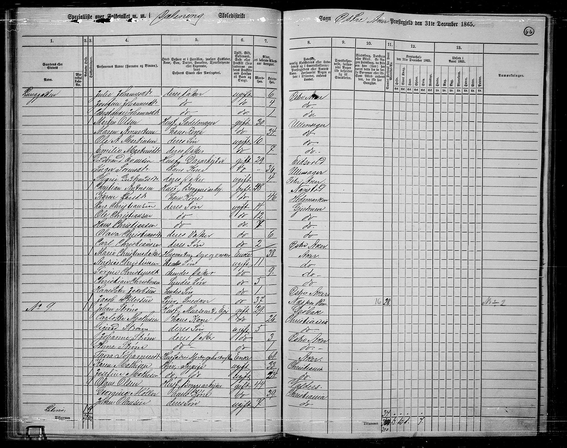 RA, 1865 census for Østre Aker, 1865, p. 63