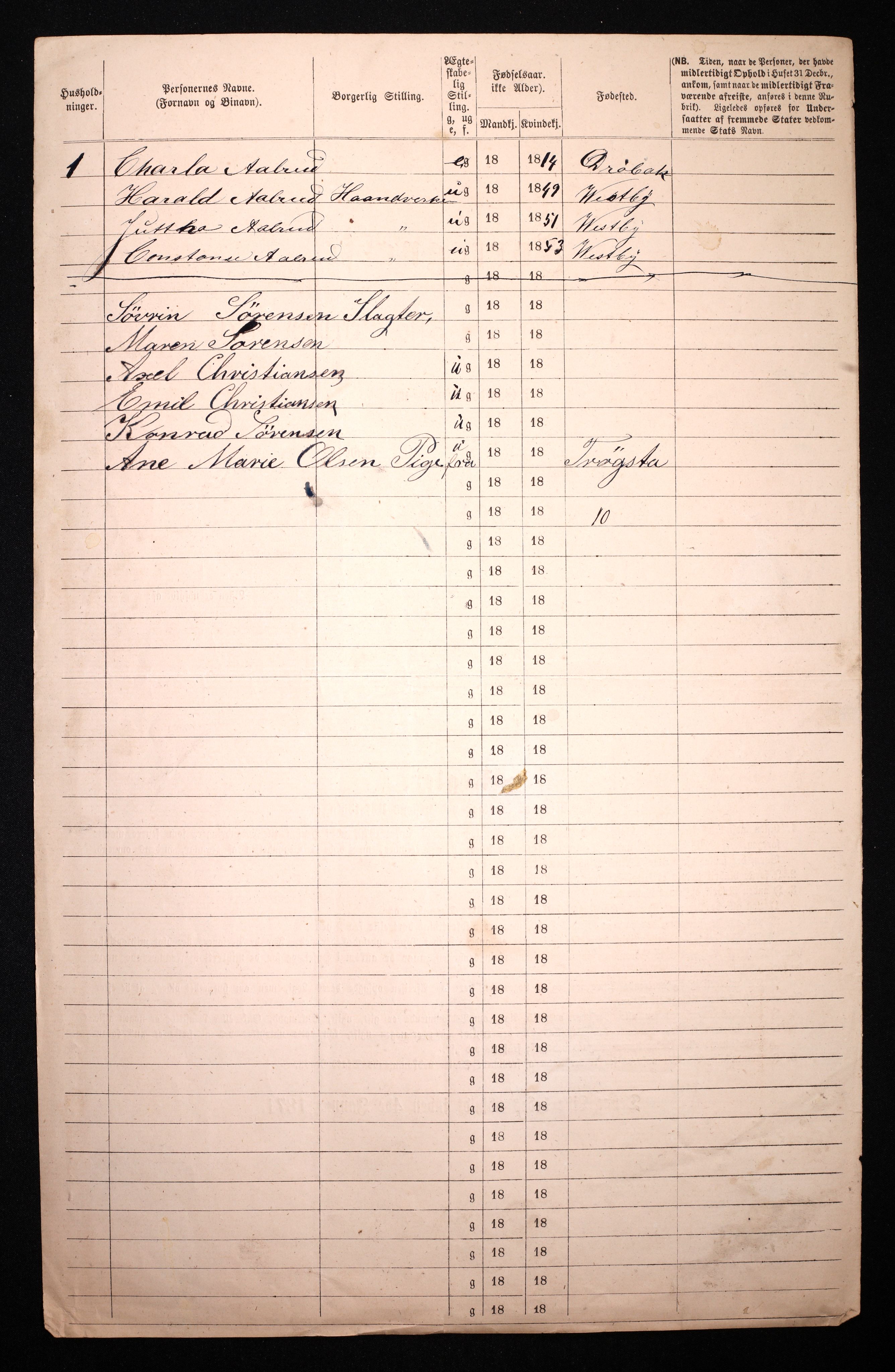 RA, 1870 census for 0301 Kristiania, 1870, p. 1048