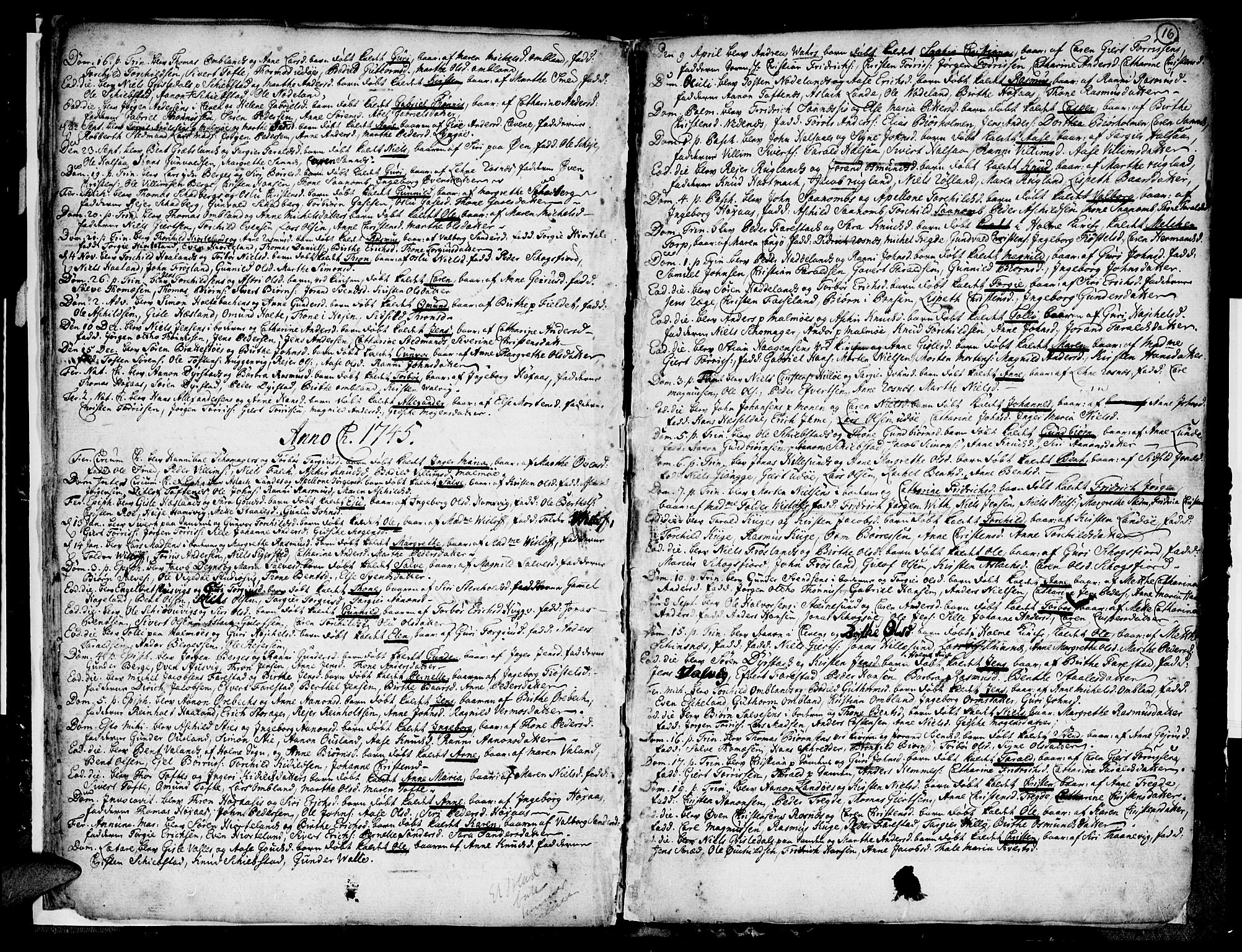 Mandal sokneprestkontor, SAK/1111-0030/F/Fa/Faa/L0001: Parish register (official) no. A 1, 1729-1748, p. 16
