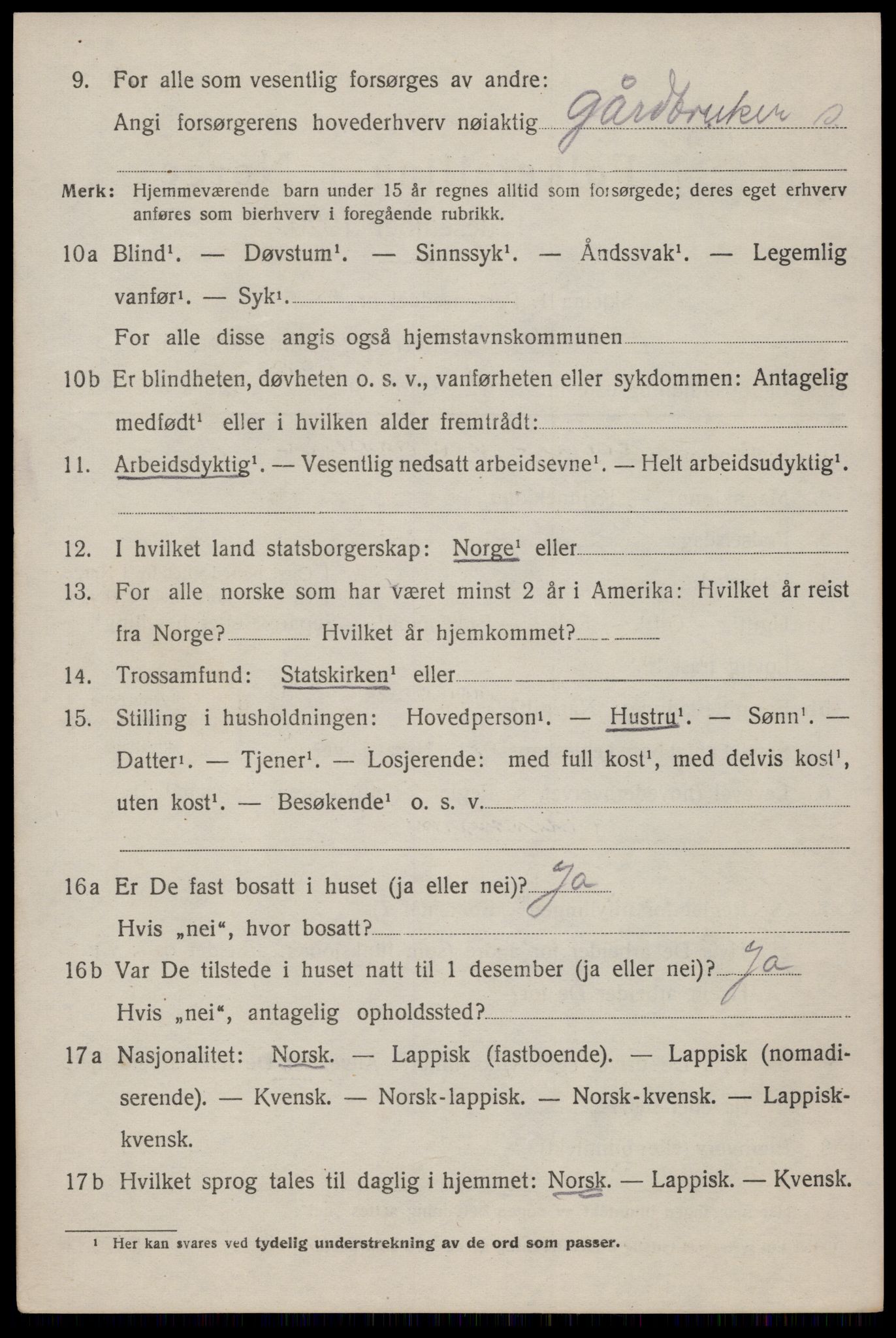 SAT, 1920 census for Dverberg, 1920, p. 6637