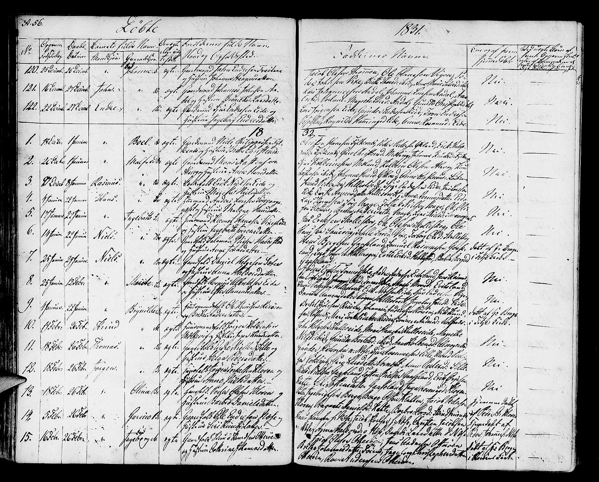 Finnås sokneprestembete, SAB/A-99925/H/Ha/Haa/Haaa/L0005: Parish register (official) no. A 5, 1823-1835, p. 56