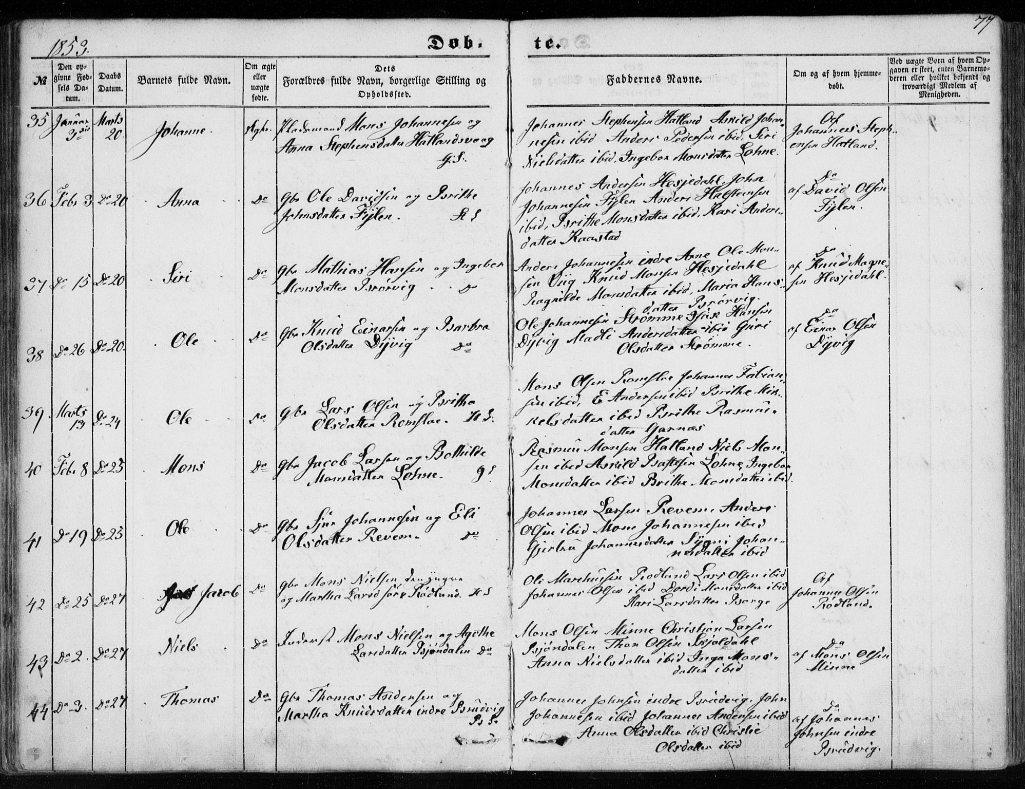 Haus sokneprestembete, SAB/A-75601/H/Haa: Parish register (official) no. A 16 I, 1848-1857, p. 77