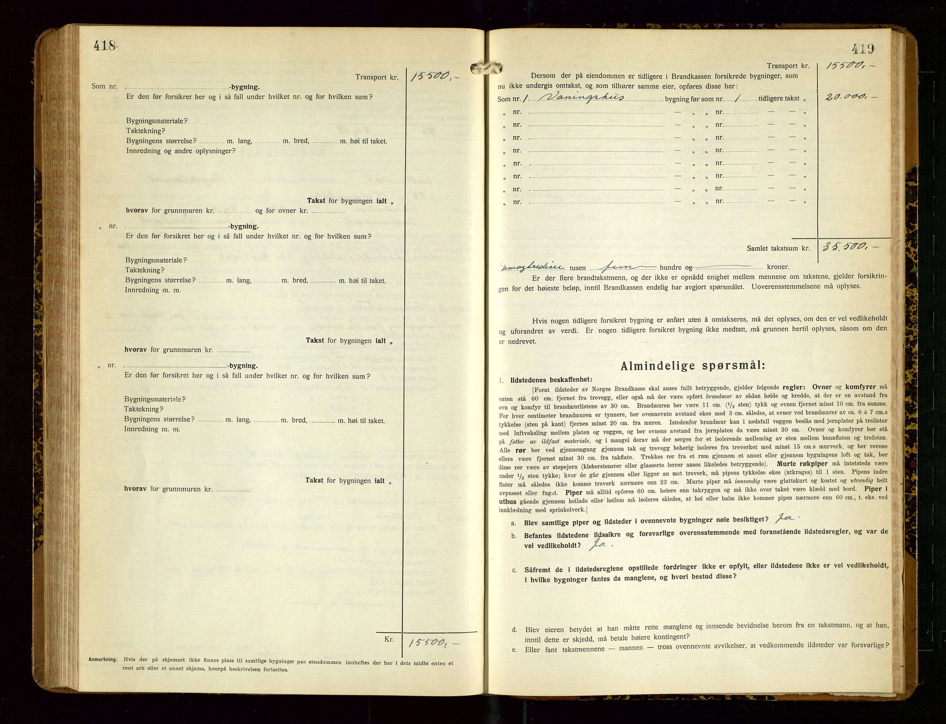 Sokndal lensmannskontor, SAST/A-100417/Gob/L0007: "Brandtakst-Protokoll", 1930-1936, p. 418-419