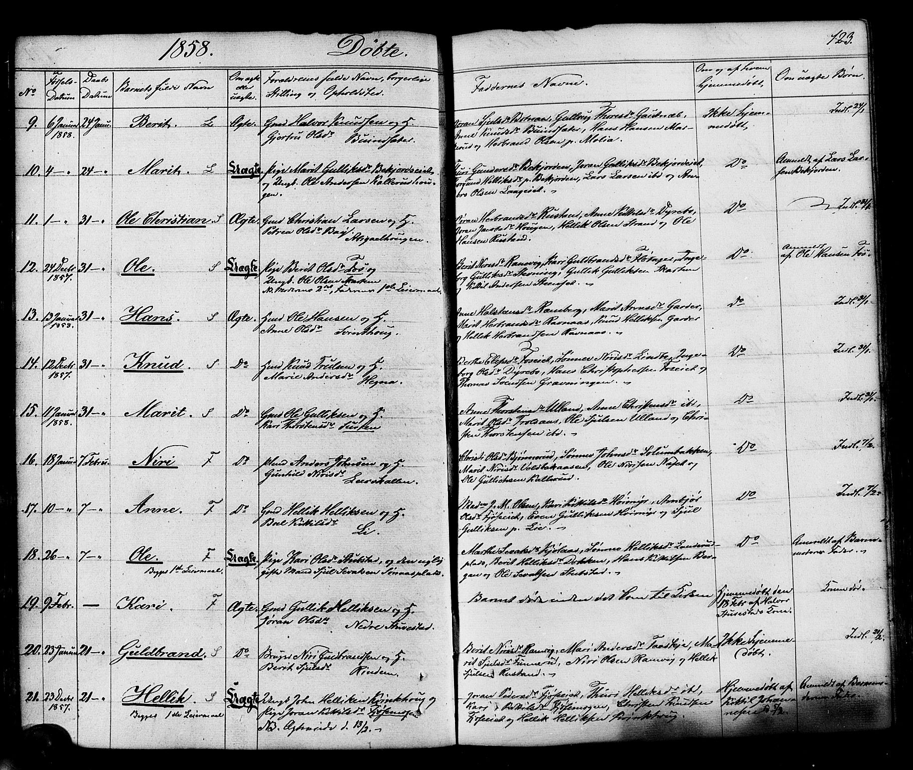 Flesberg kirkebøker, AV/SAKO-A-18/F/Fa/L0006: Parish register (official) no. I 6, 1834-1860, p. 123