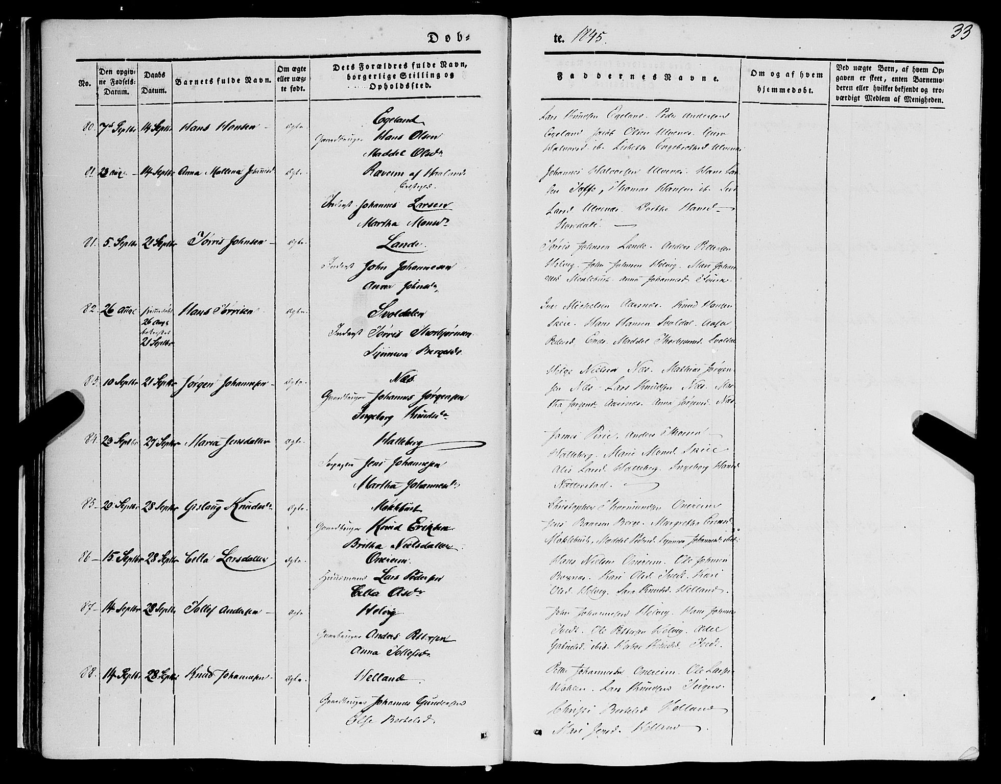 Kvinnherad sokneprestembete, SAB/A-76401/H/Haa: Parish register (official) no. A 7, 1843-1853, p. 33