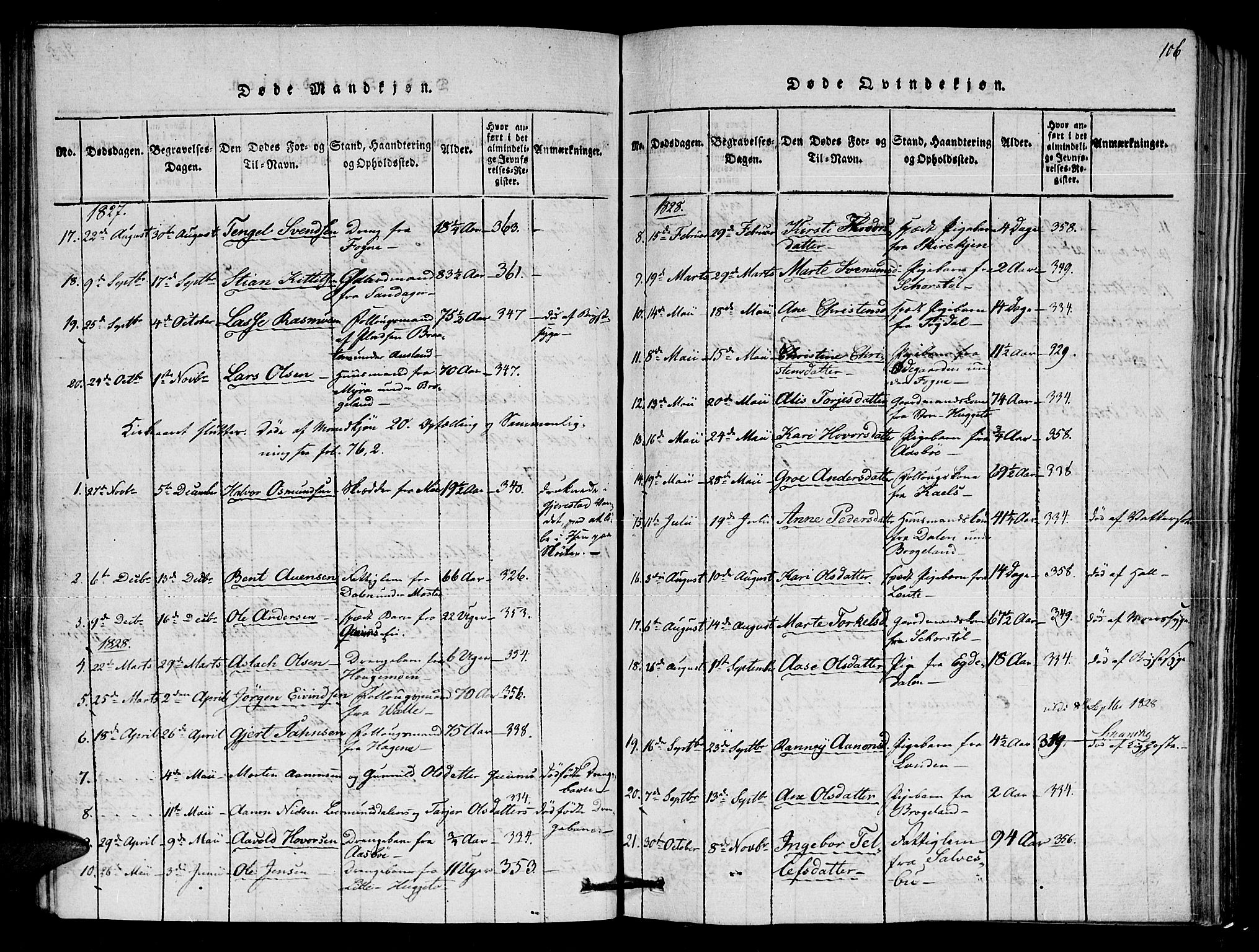 Gjerstad sokneprestkontor, AV/SAK-1111-0014/F/Fa/Faa/L0004: Parish register (official) no. A 4, 1816-1829, p. 106