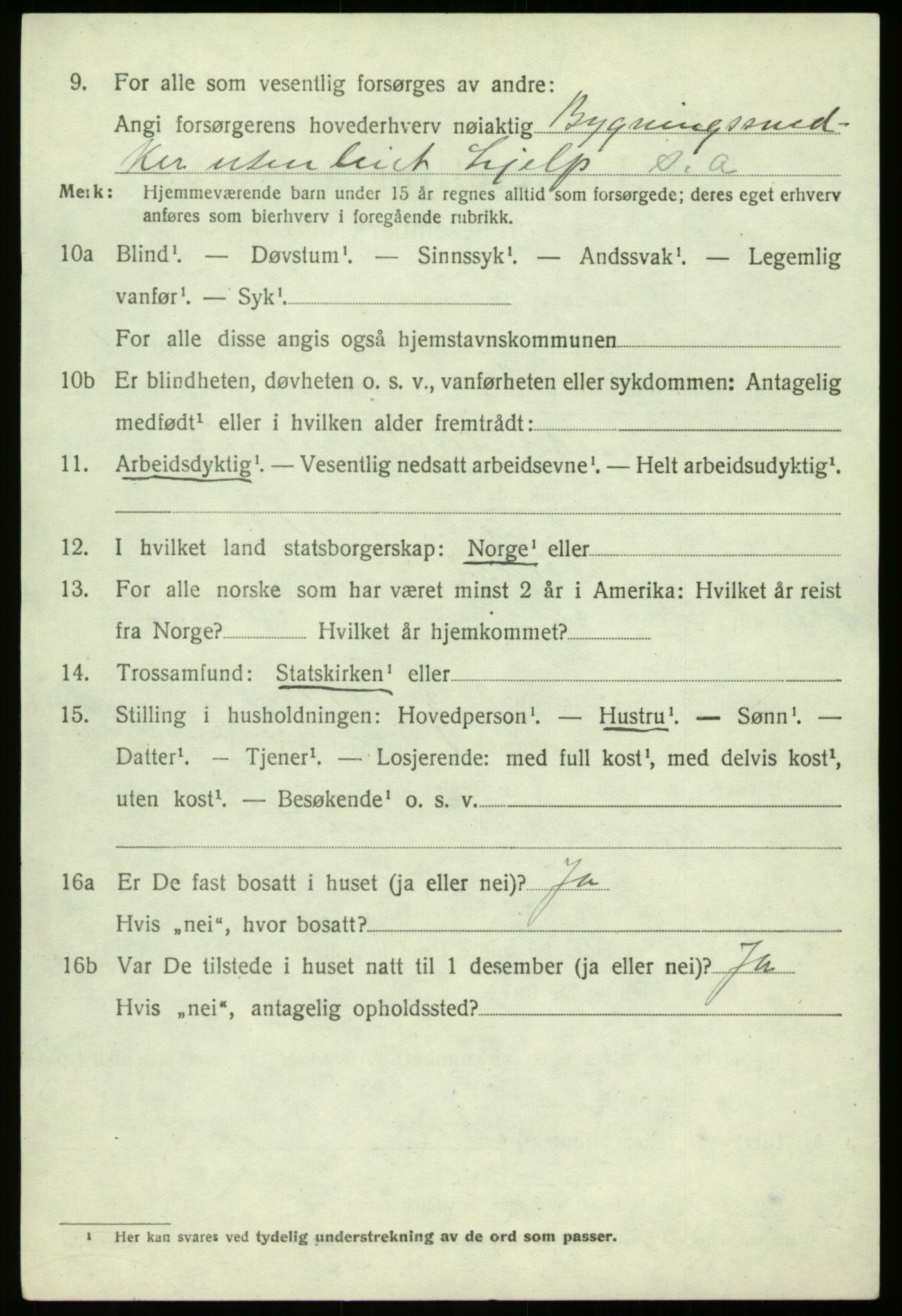 SAB, 1920 census for Jostedal, 1920, p. 565