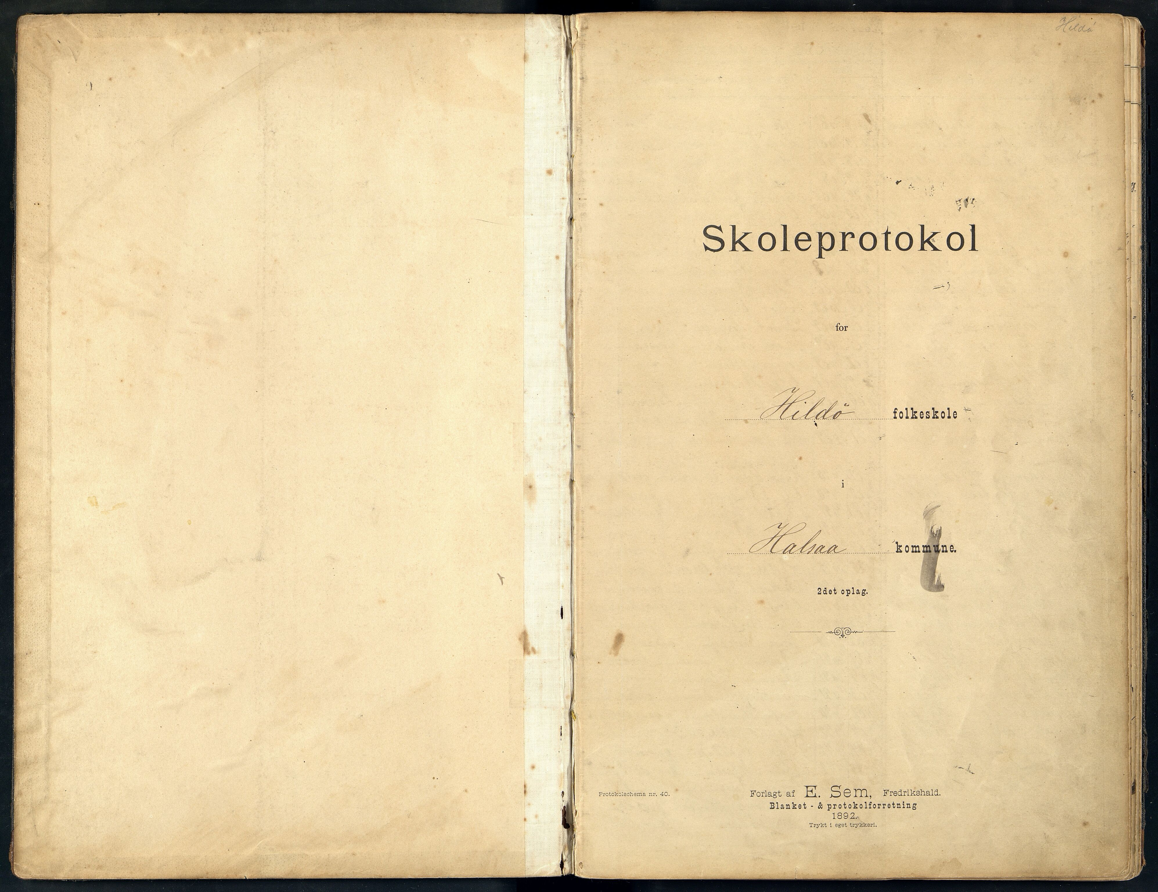 Halse og Harkmark kommune - Hille Skole, ARKSOR/1002HH561/H/L0001: Skoleprotokoll, 1892-1915