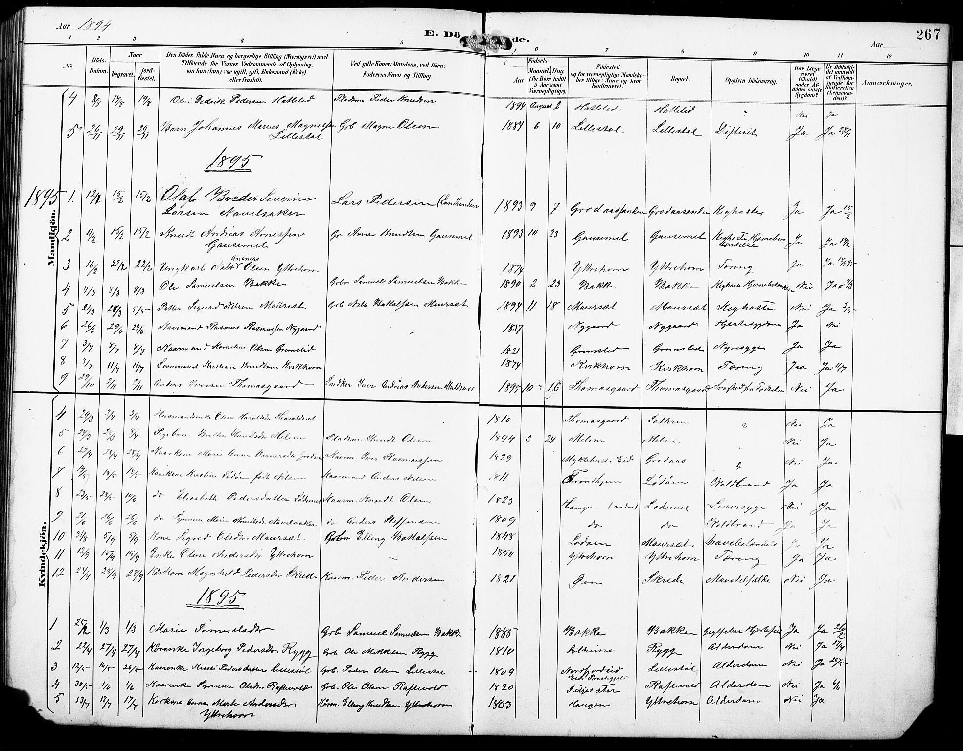 Hornindal sokneprestembete, SAB/A-82401/H/Hab: Parish register (copy) no. A 2, 1894-1927, p. 267