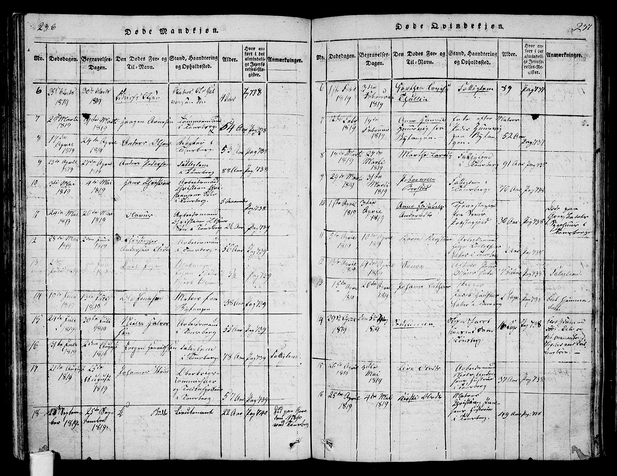 Tønsberg kirkebøker, AV/SAKO-A-330/F/Fa/L0004: Parish register (official) no. I 4, 1813-1826, p. 236-237