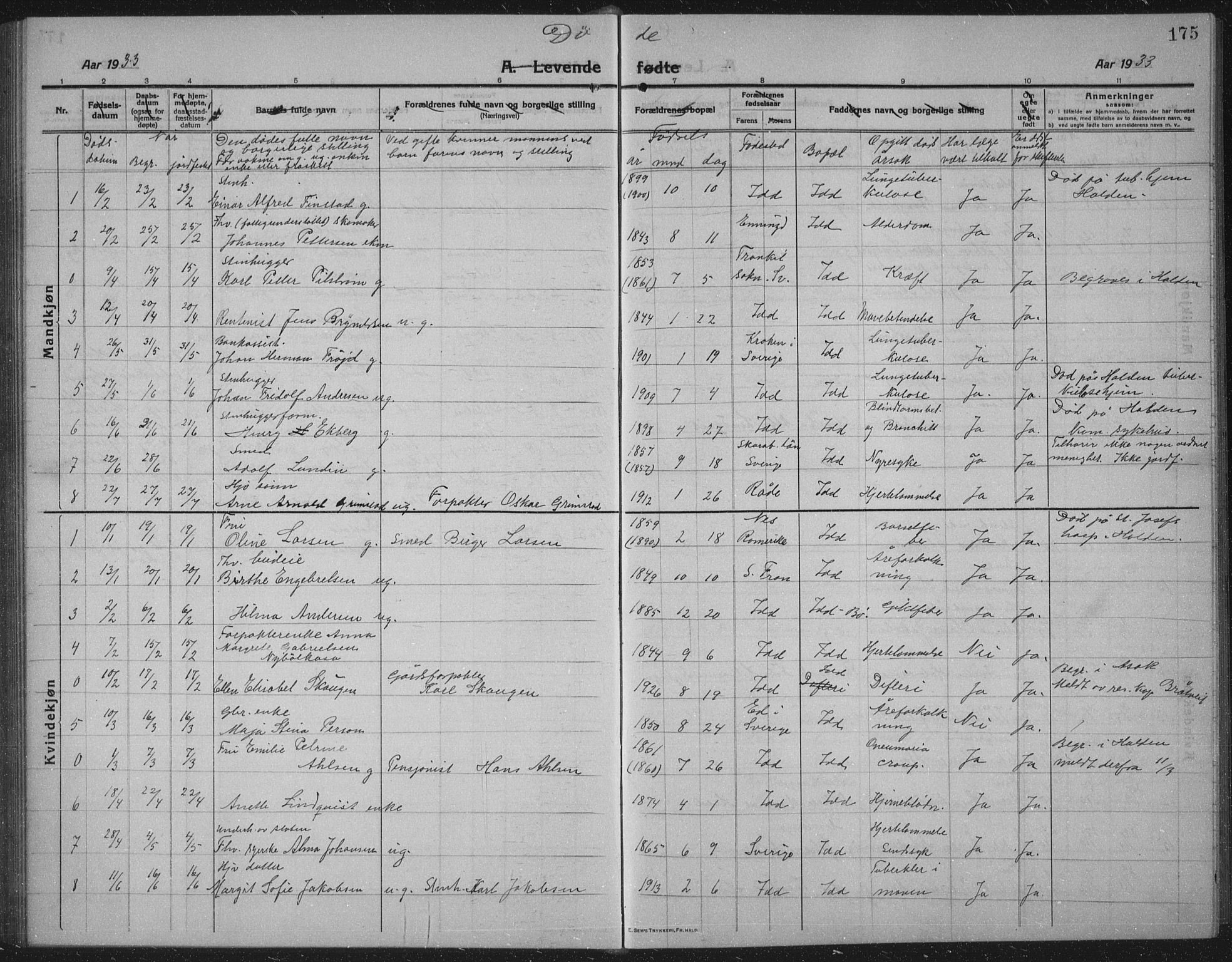Idd prestekontor Kirkebøker, SAO/A-10911/G/Gb/L0003: Parish register (copy) no. II 3, 1914-1940, p. 175