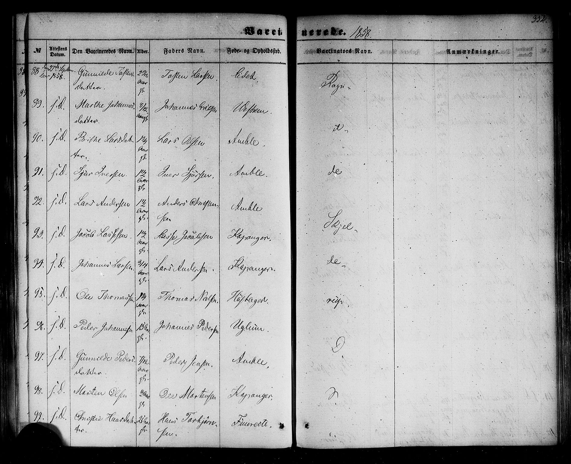 Sogndal sokneprestembete, AV/SAB-A-81301/H/Haa/Haaa/L0013: Parish register (official) no. A 13, 1859-1877, p. 352