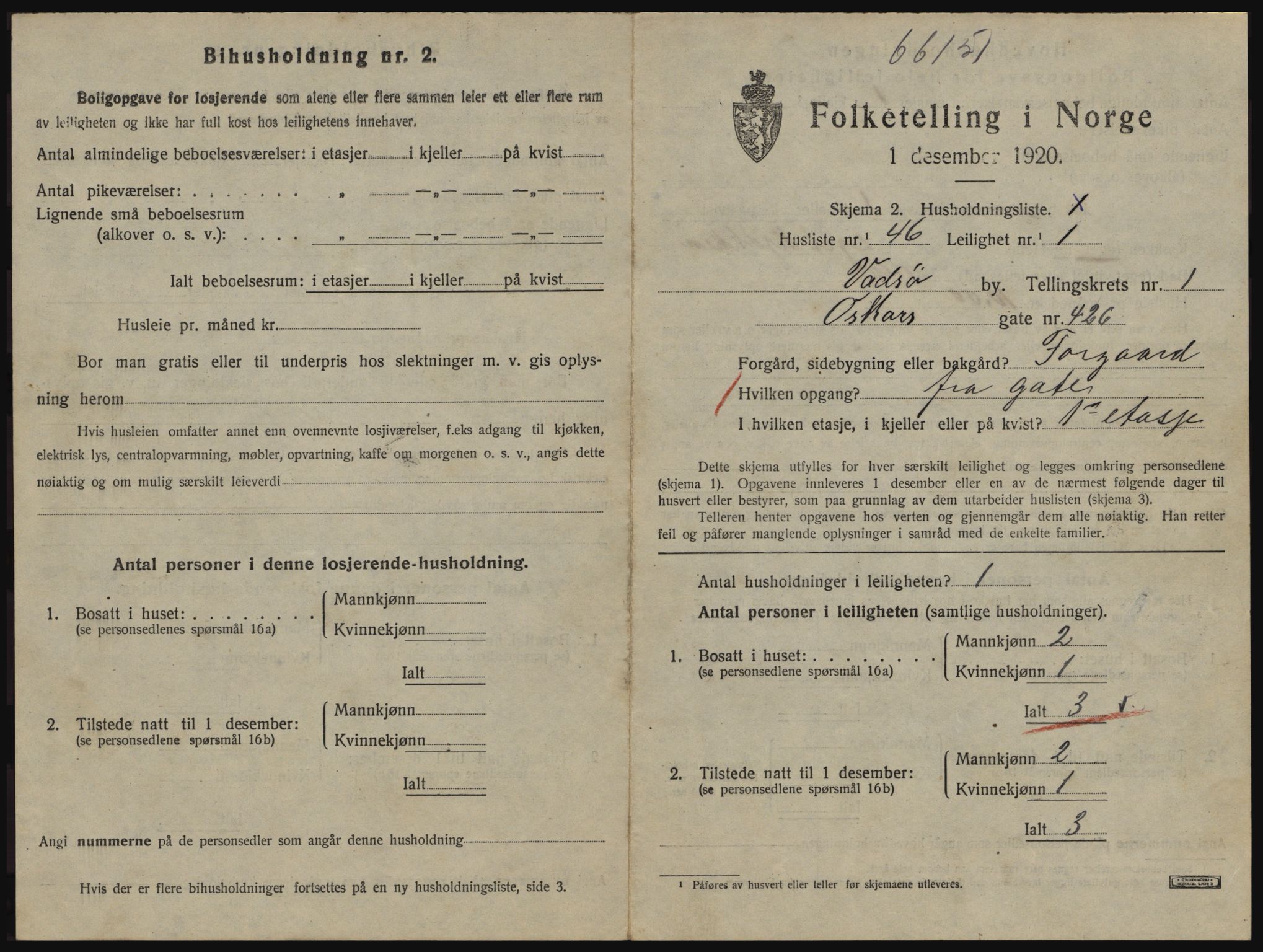 SATØ, 1920 census for Vadsø, 1920, p. 694