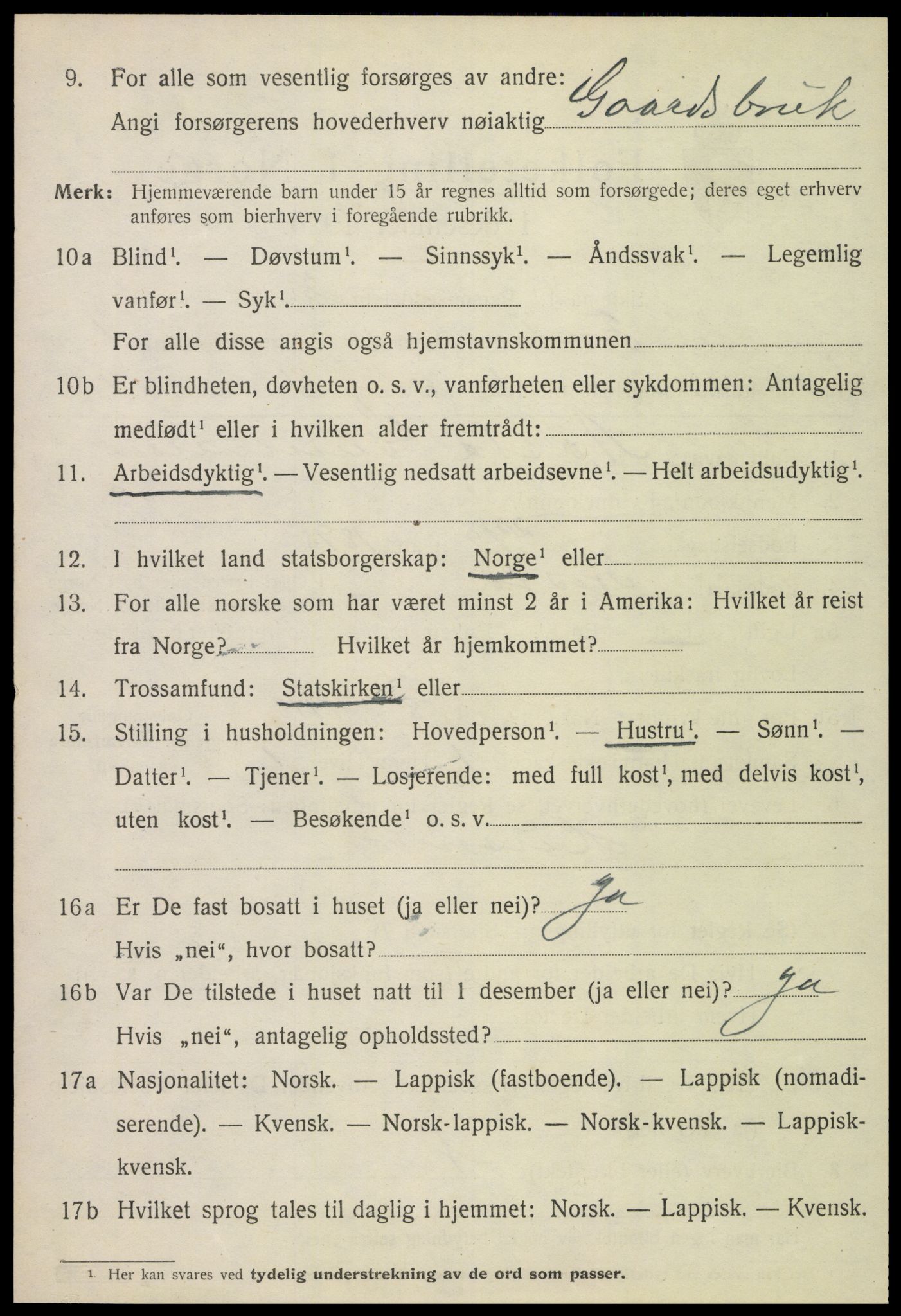 SAT, 1920 census for Frosta, 1920, p. 1021