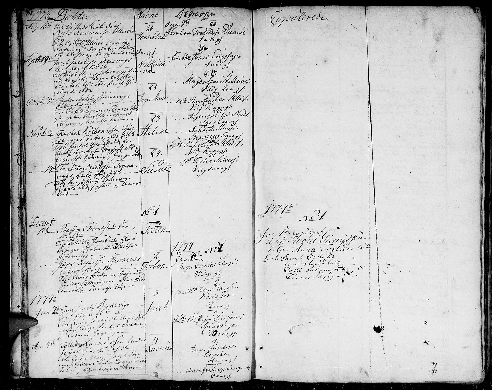 Herad sokneprestkontor, SAK/1111-0018/F/Fa/Faa/L0001: Parish register (official) no. A 1 /2, 1768-1797, p. 31-32