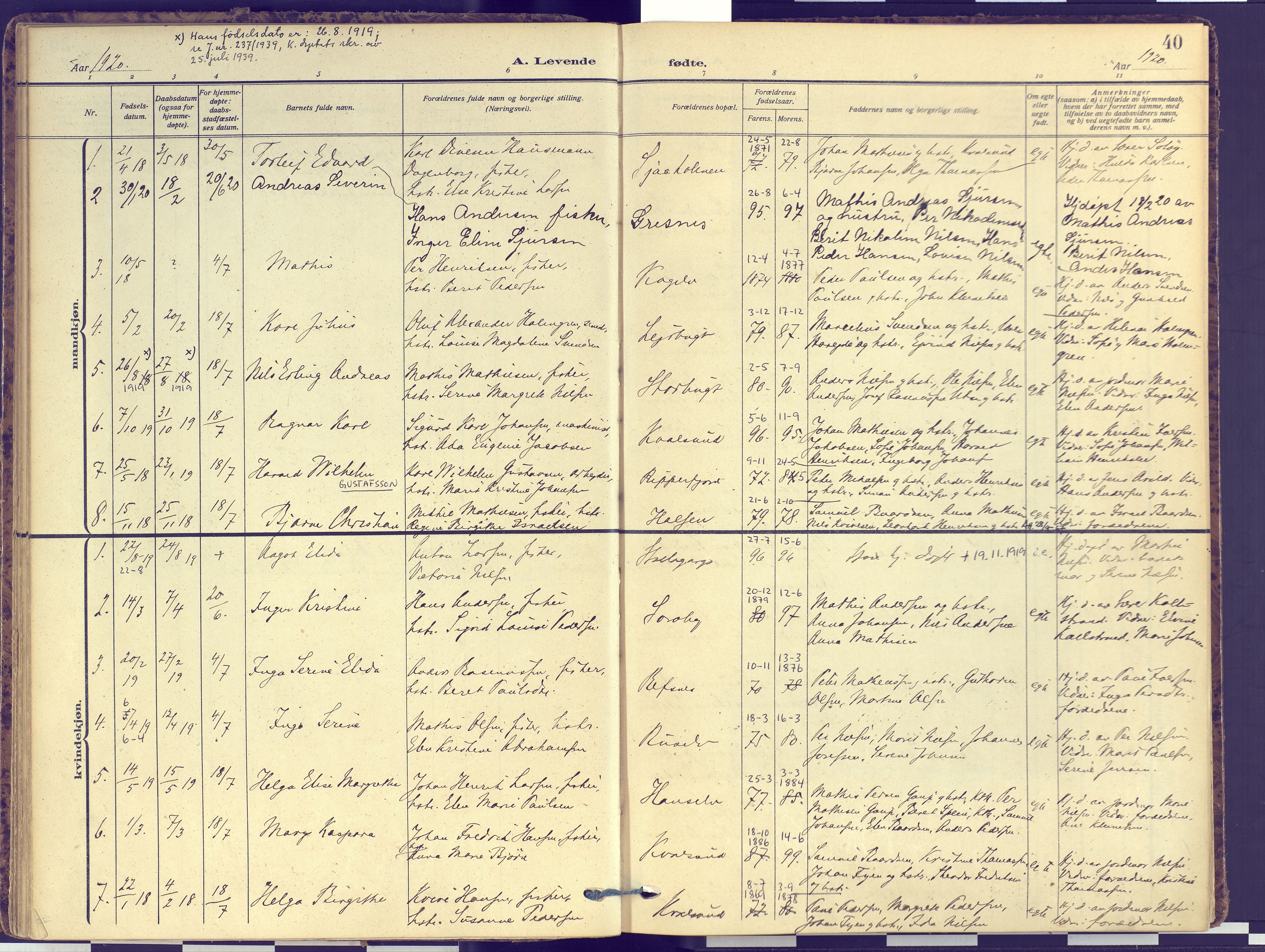 Hammerfest sokneprestkontor, SATØ/S-1347: Parish register (official) no. 16, 1908-1923, p. 40