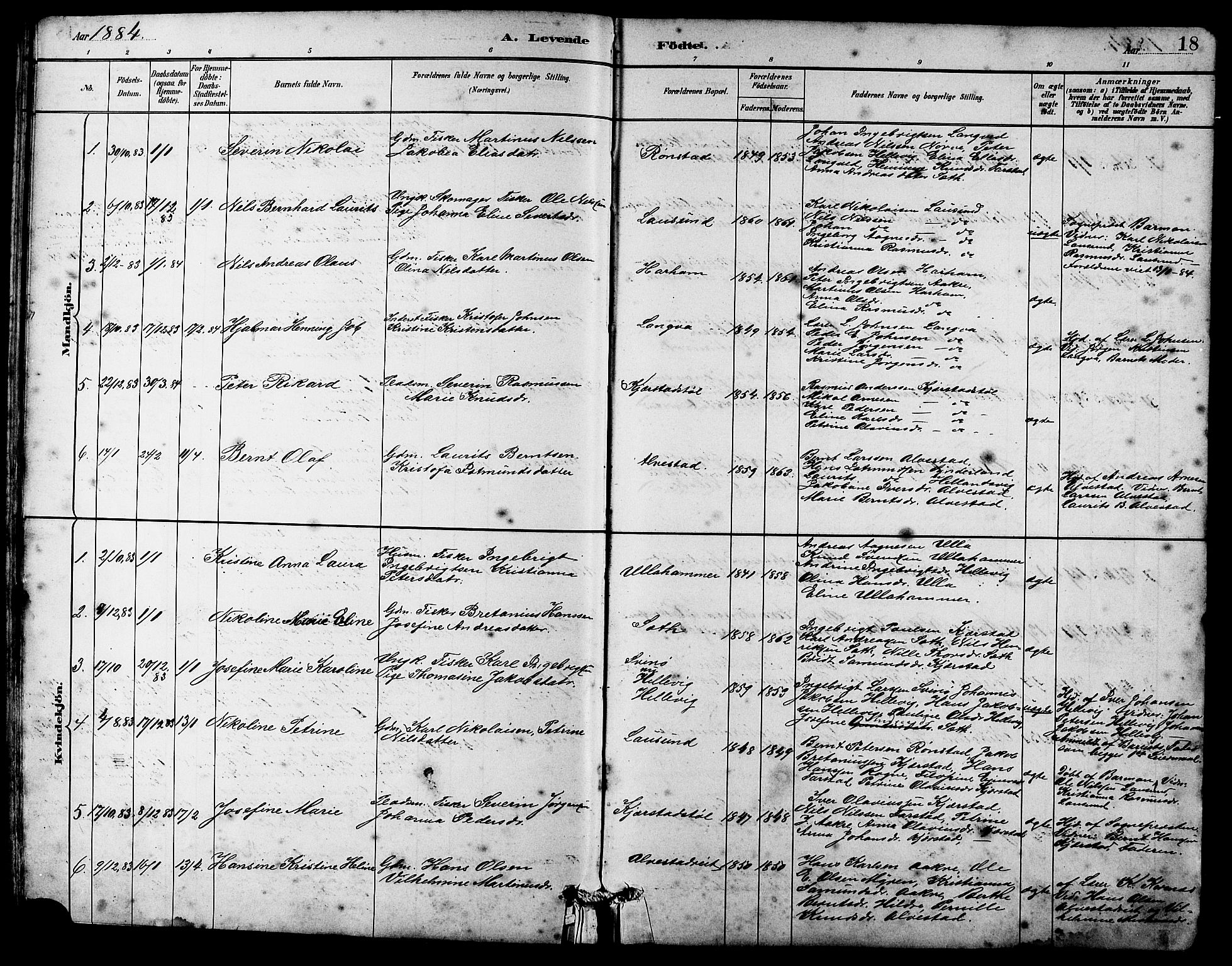 Ministerialprotokoller, klokkerbøker og fødselsregistre - Møre og Romsdal, AV/SAT-A-1454/536/L0510: Parish register (copy) no. 536C05, 1881-1898, p. 18