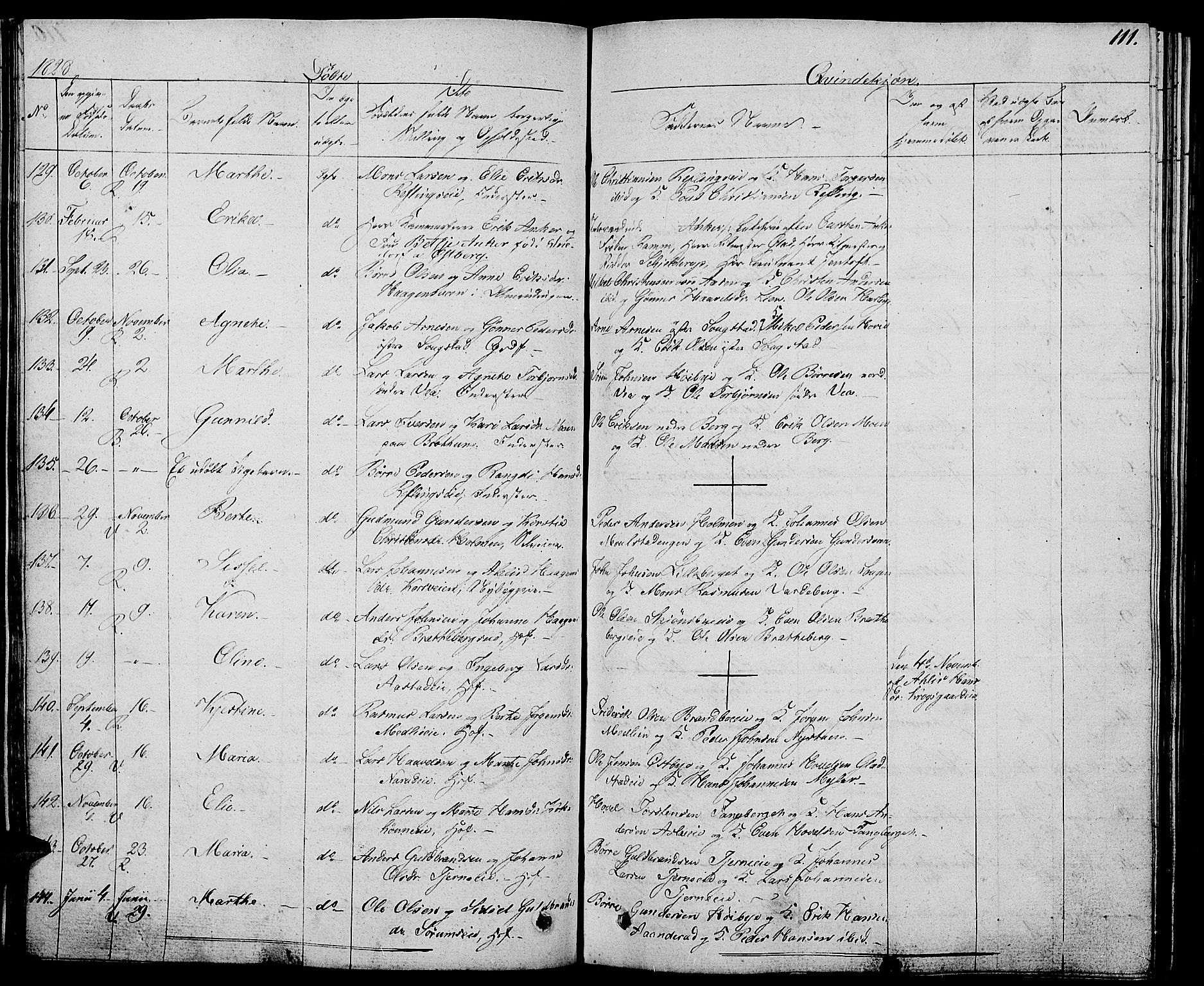 Ringsaker prestekontor, AV/SAH-PREST-014/L/La/L0004: Parish register (copy) no. 4, 1827-1838, p. 111